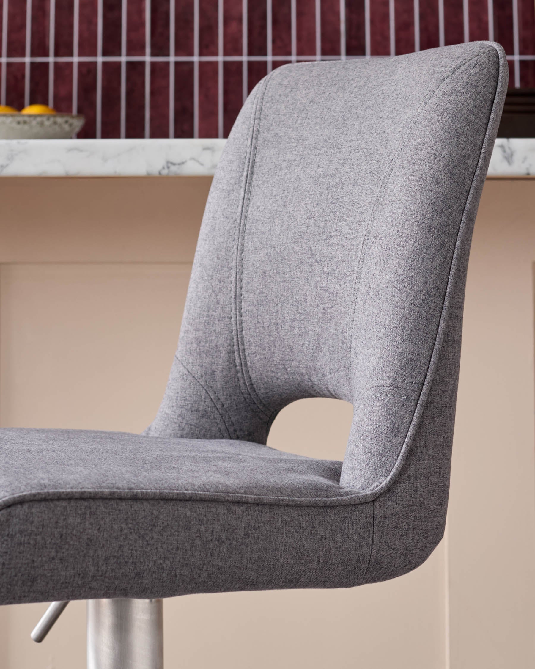 Ludo Dark Grey Fabric Gas Lift Bar Stool - Image 8