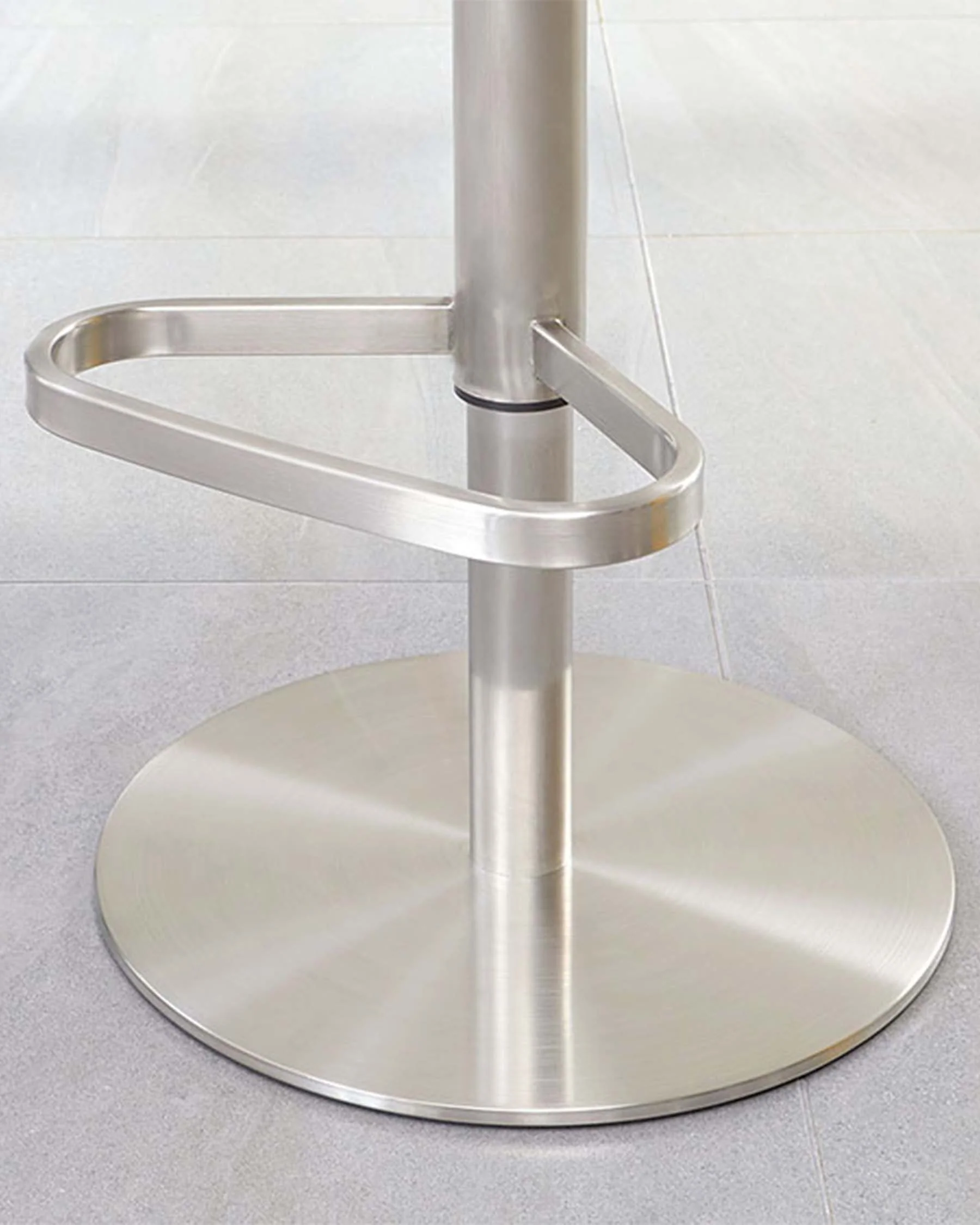 Lumos Dark Grey Faux Leather Stainless Steel Gas Lift Bar Stool - Image 5