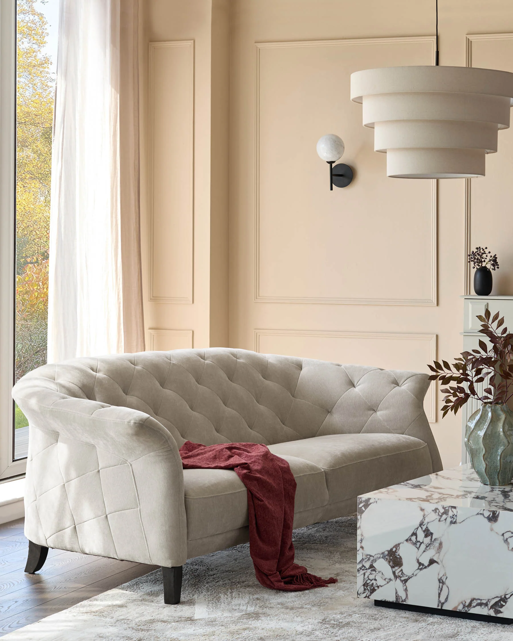 Luxe ivory chenille 2 seater sofa - Image 2