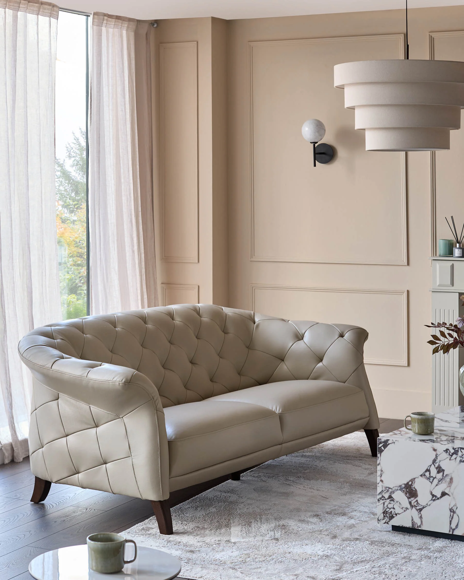 Luxe natural leather 2 seater sofa