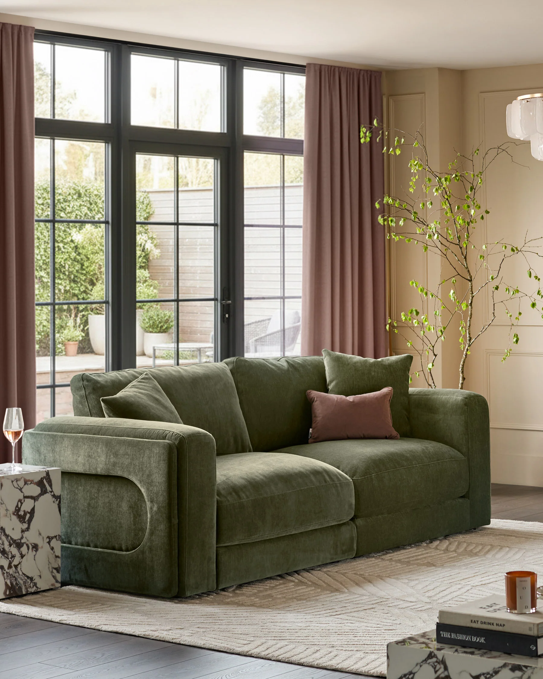 Lynetta dark green chenille 3 seater sofa
