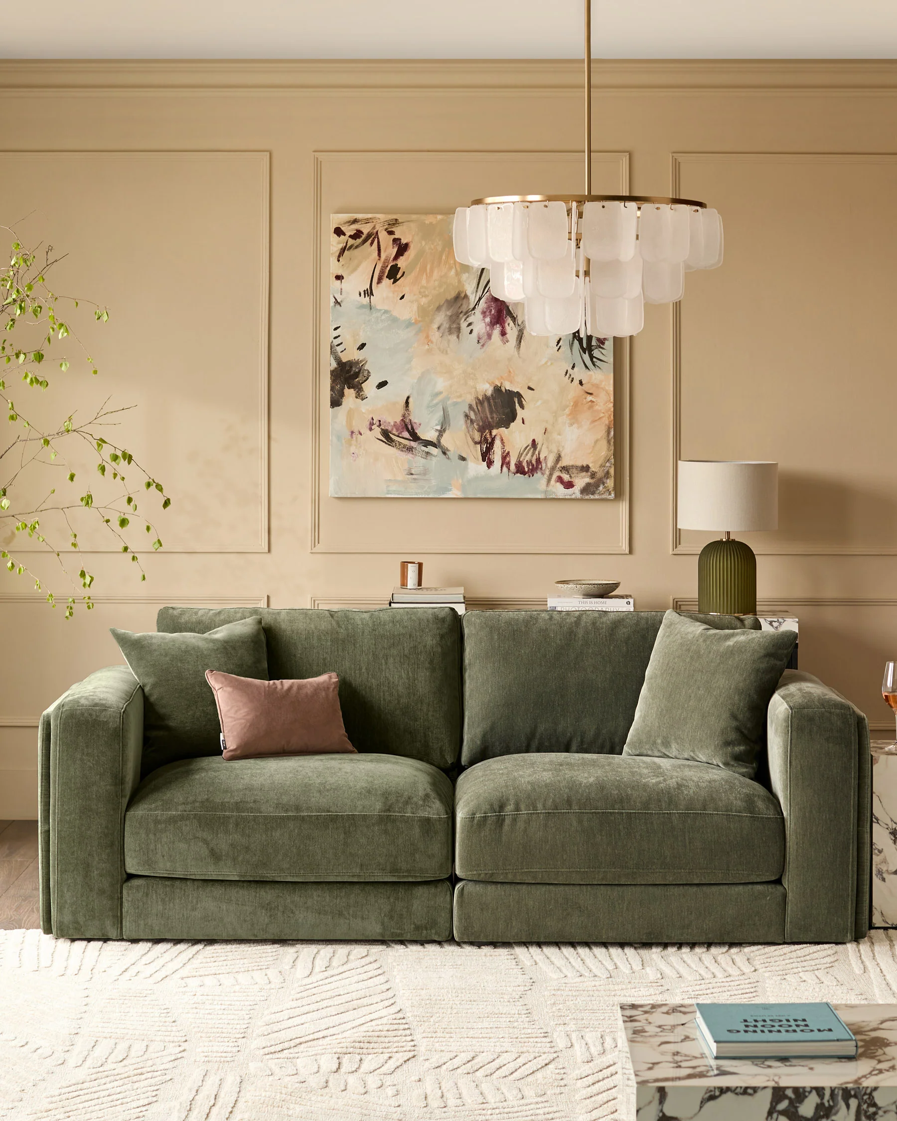 Lynetta dark green chenille 3 seater sofa - Image 2
