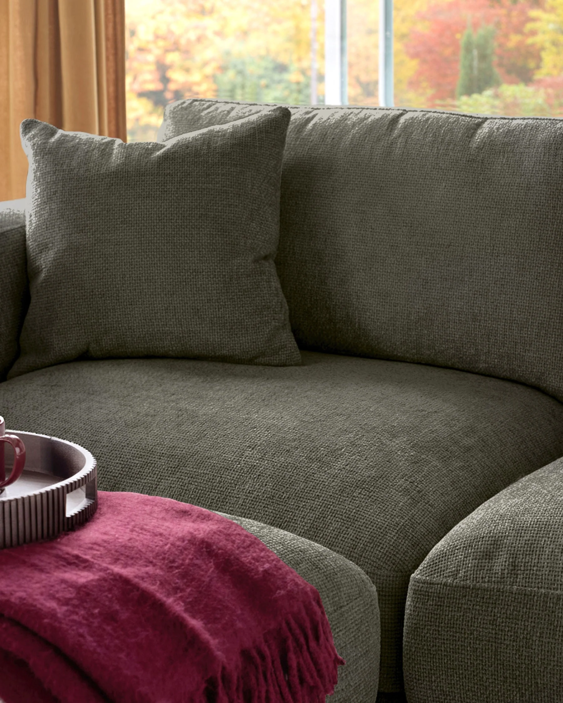 Lynetta dark green chenille 3 seater sofa with footstool - Image 11
