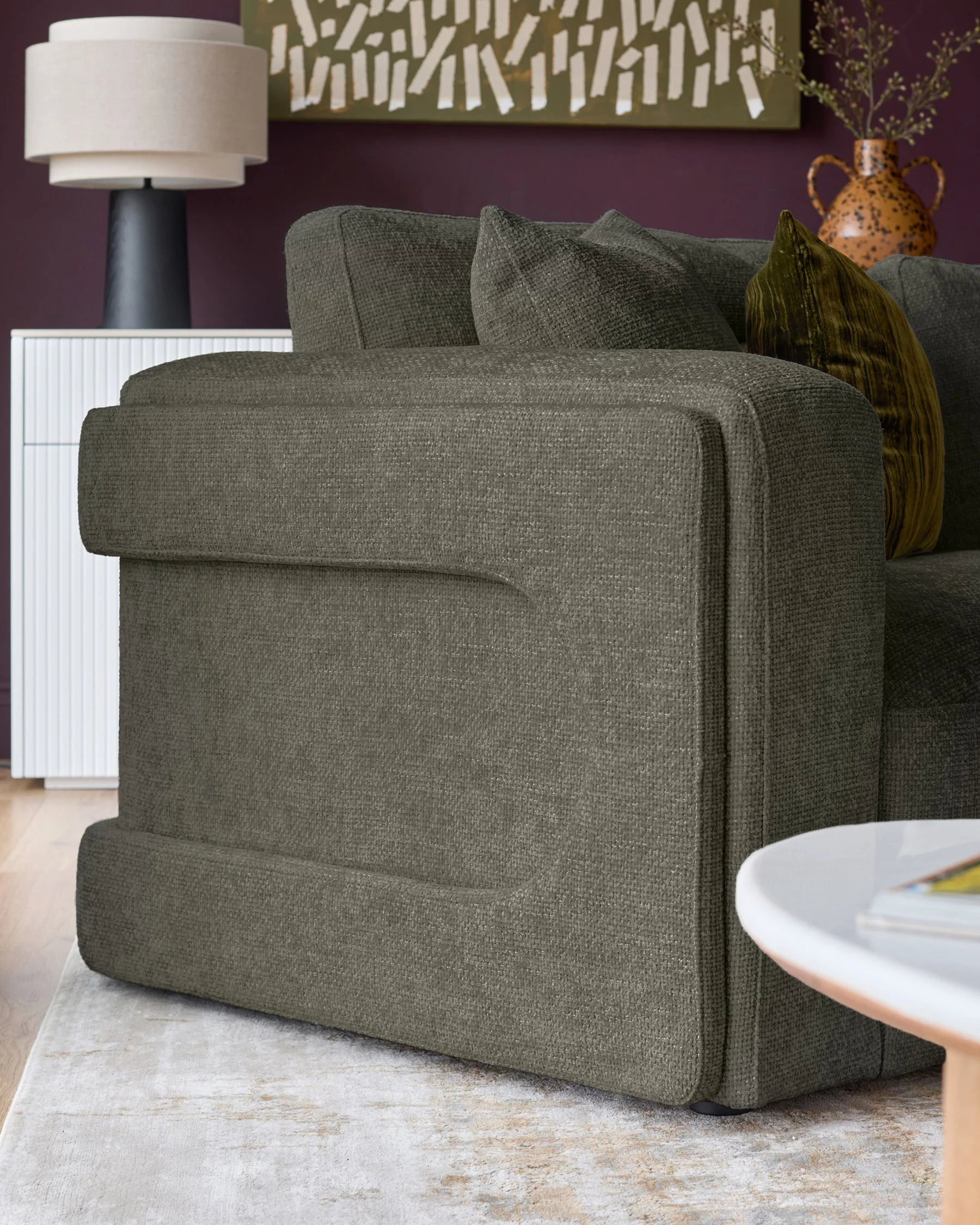 Lynetta dark green chenille 3 seater sofa with footstool - Image 13