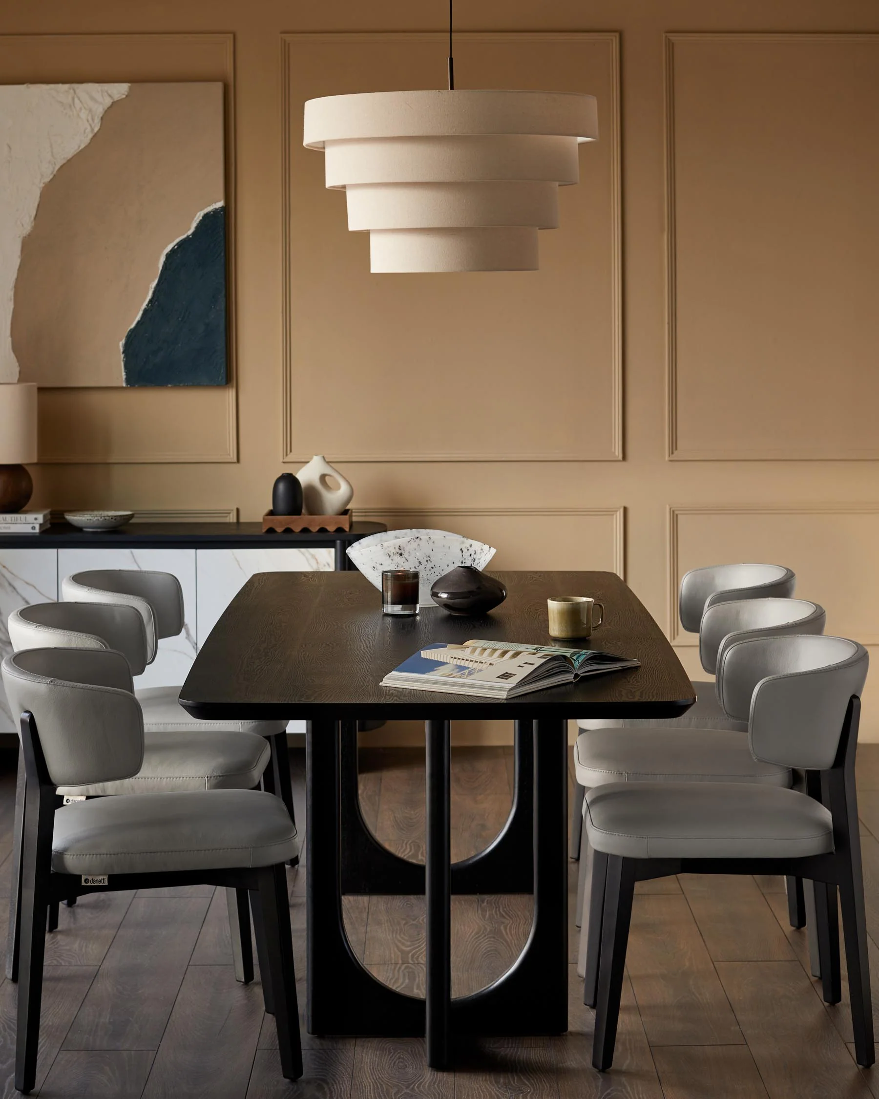 Madison natural linen round adjustable pendant light - Image 11