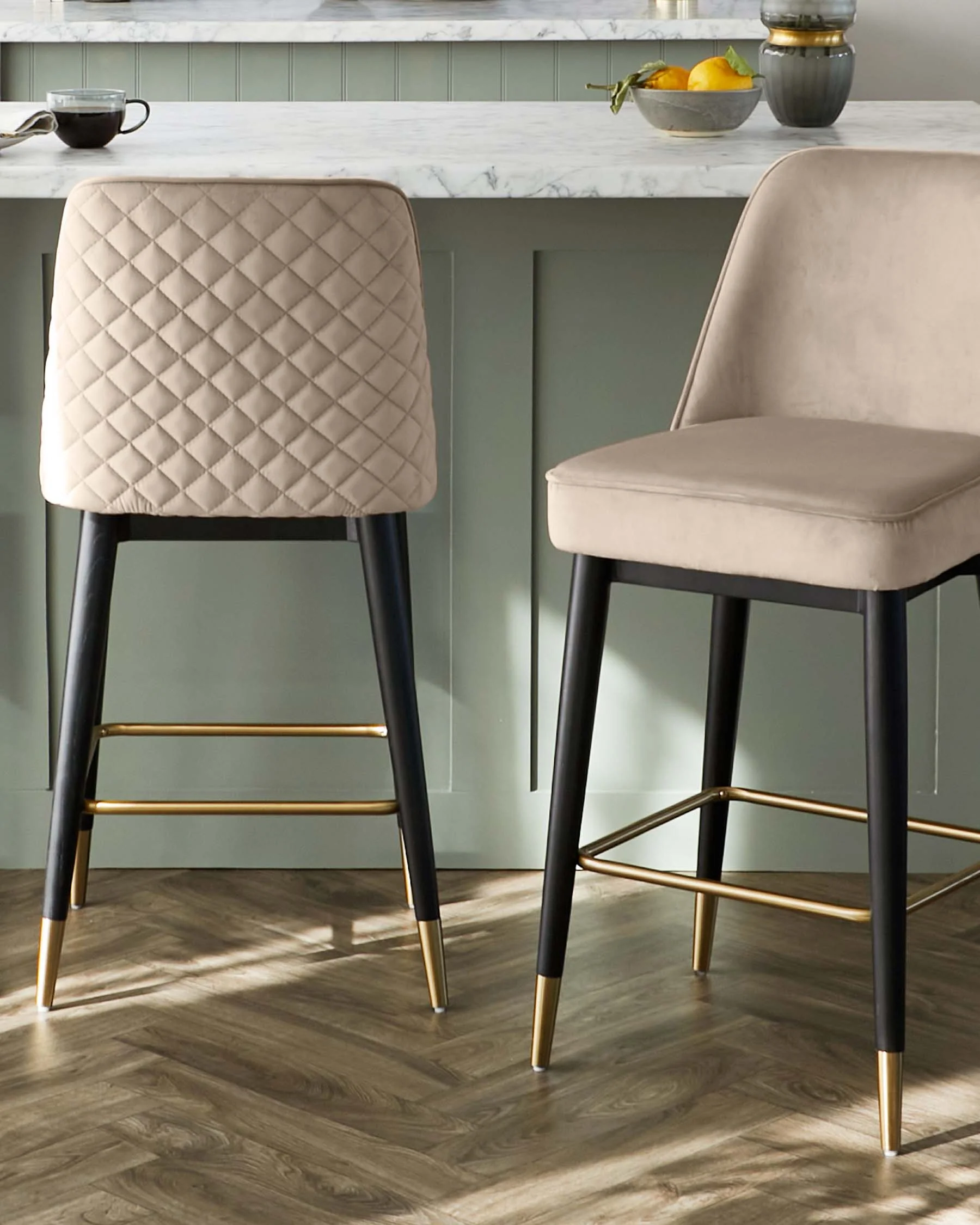 Mae Champagne Velvet Bar stool - Image 4