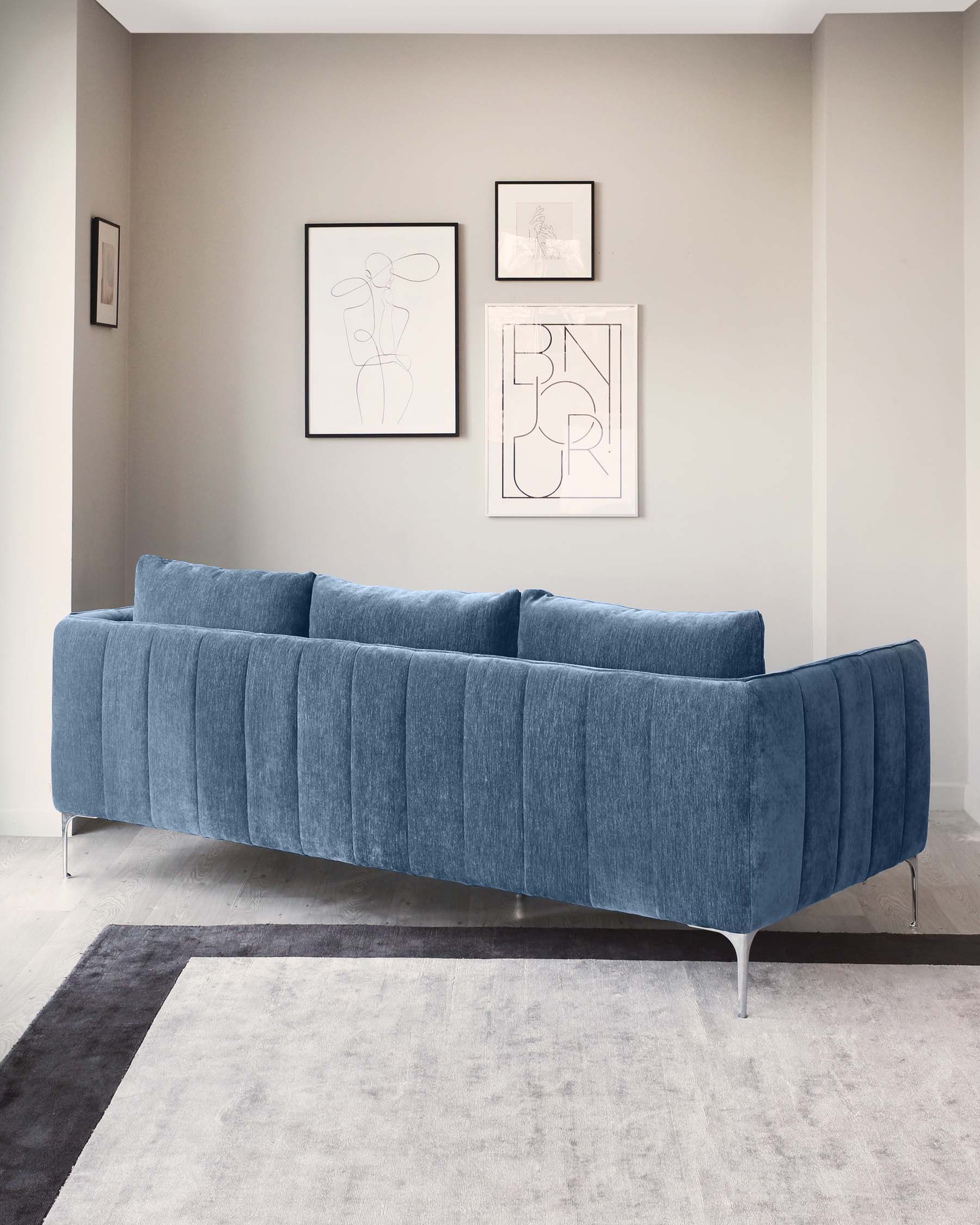 Margot Blue Fabric 3 Seater Sofa and Armchair - Image 3