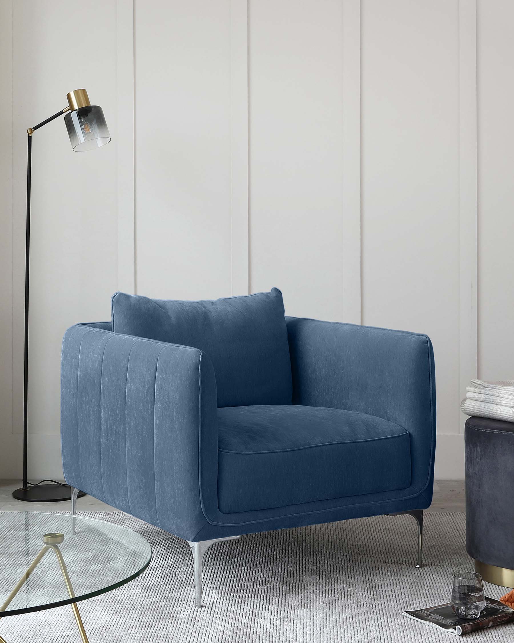 Margot Blue Fabric 3 Seater Sofa and Armchair - Image 6