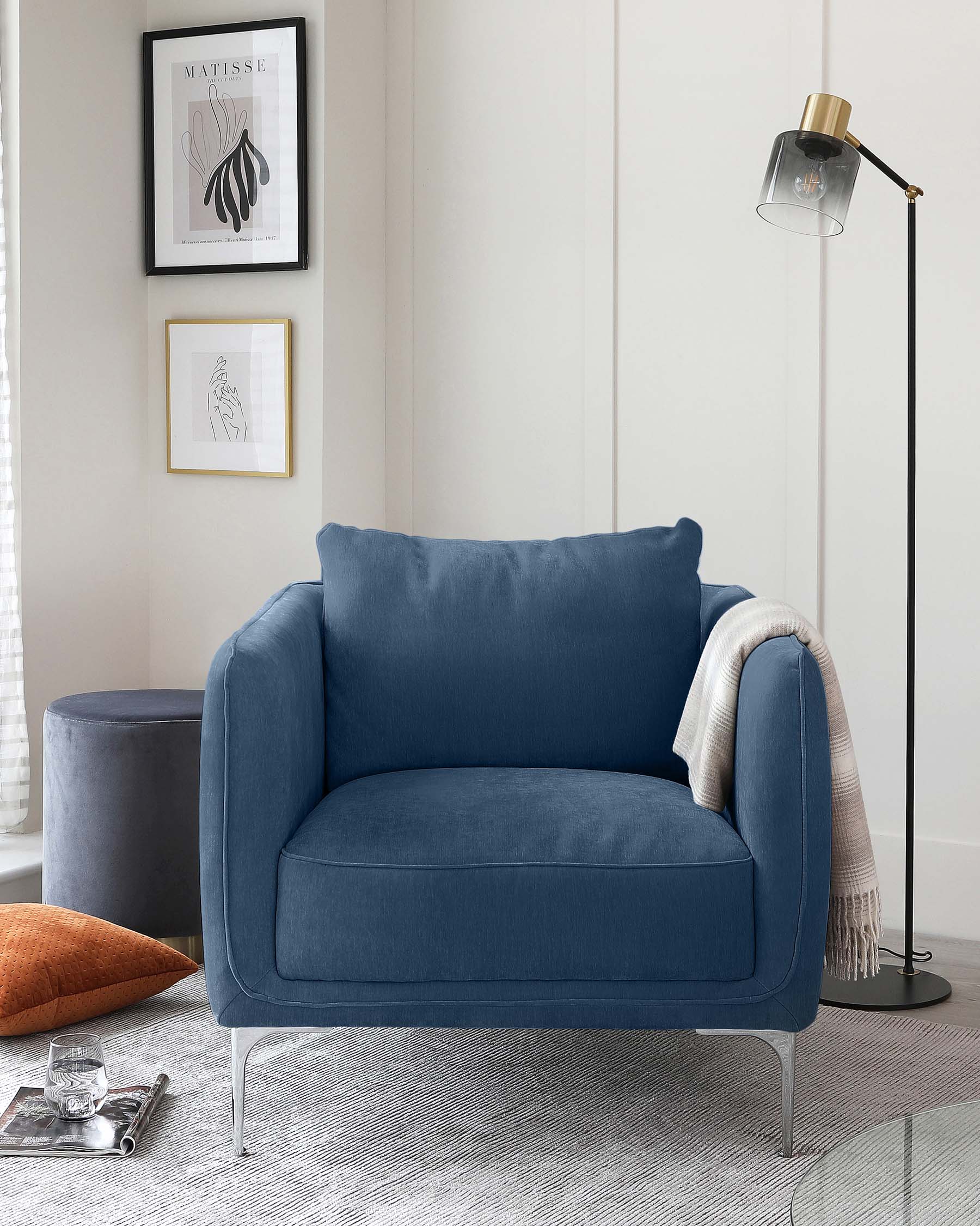 Margot Blue Fabric 3 Seater Sofa and Armchair - Image 7