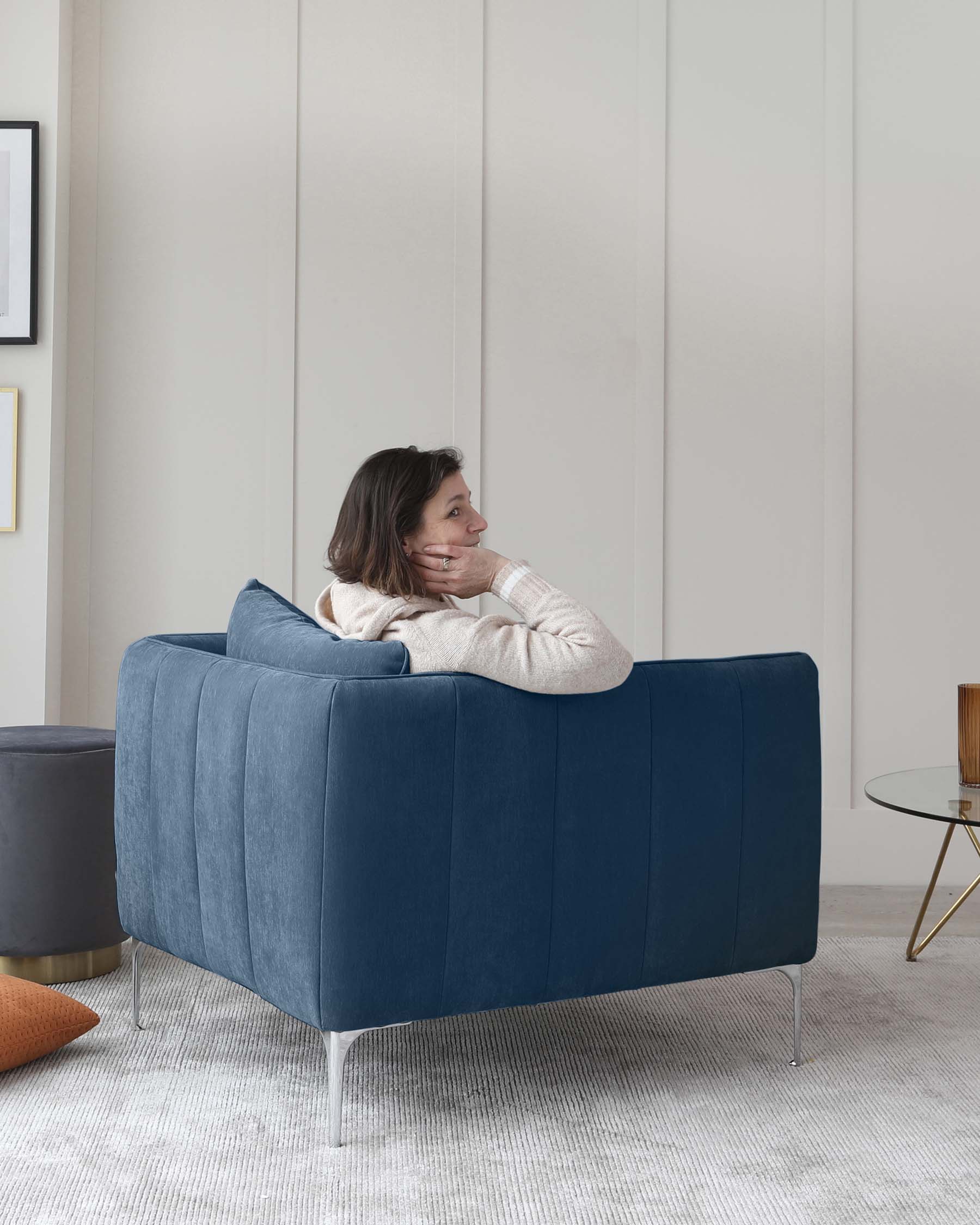 Margot Blue Fabric 3 Seater Sofa and Armchair - Image 8