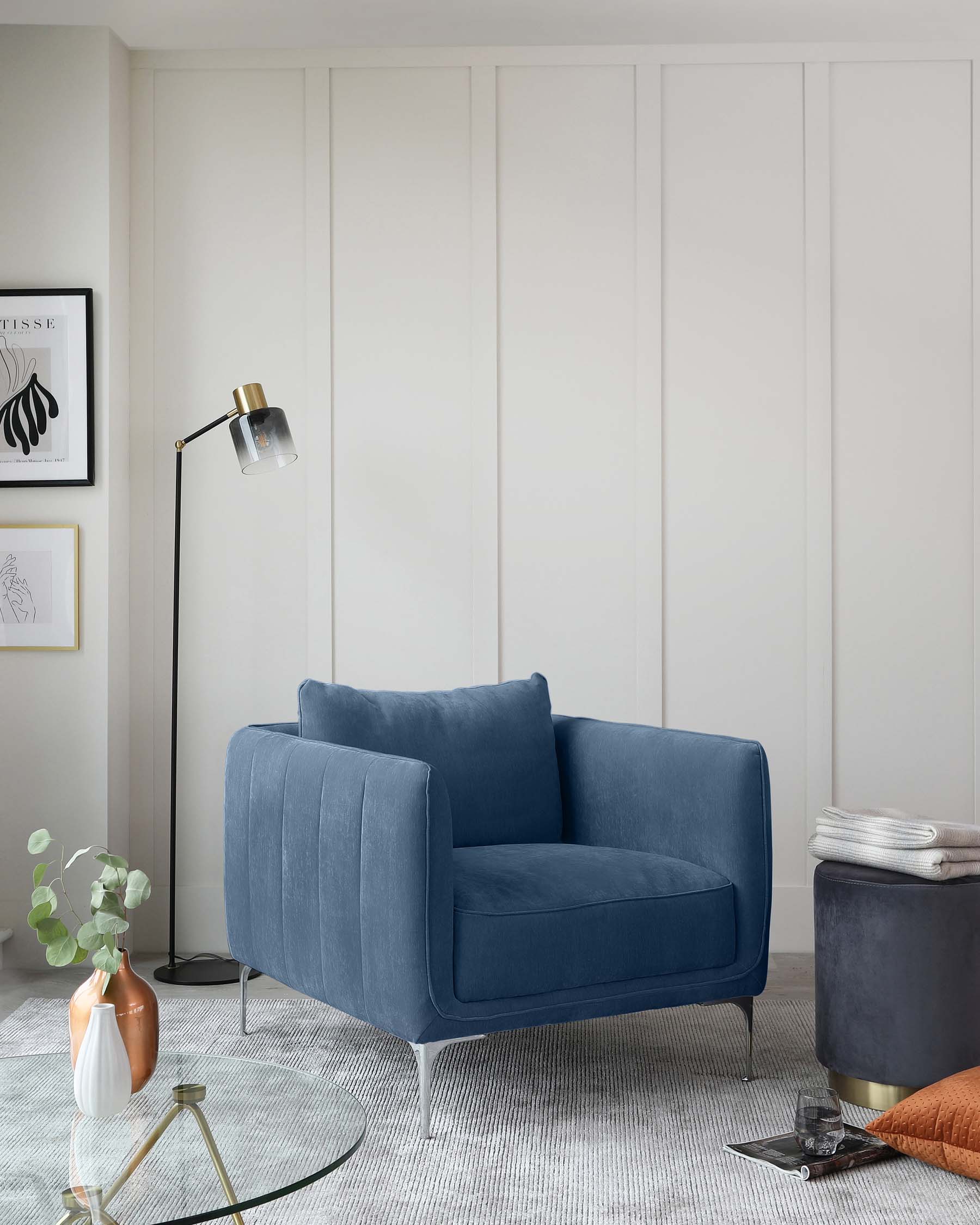 Margot Blue Fabric 3 Seater Sofa and Armchair - Image 9