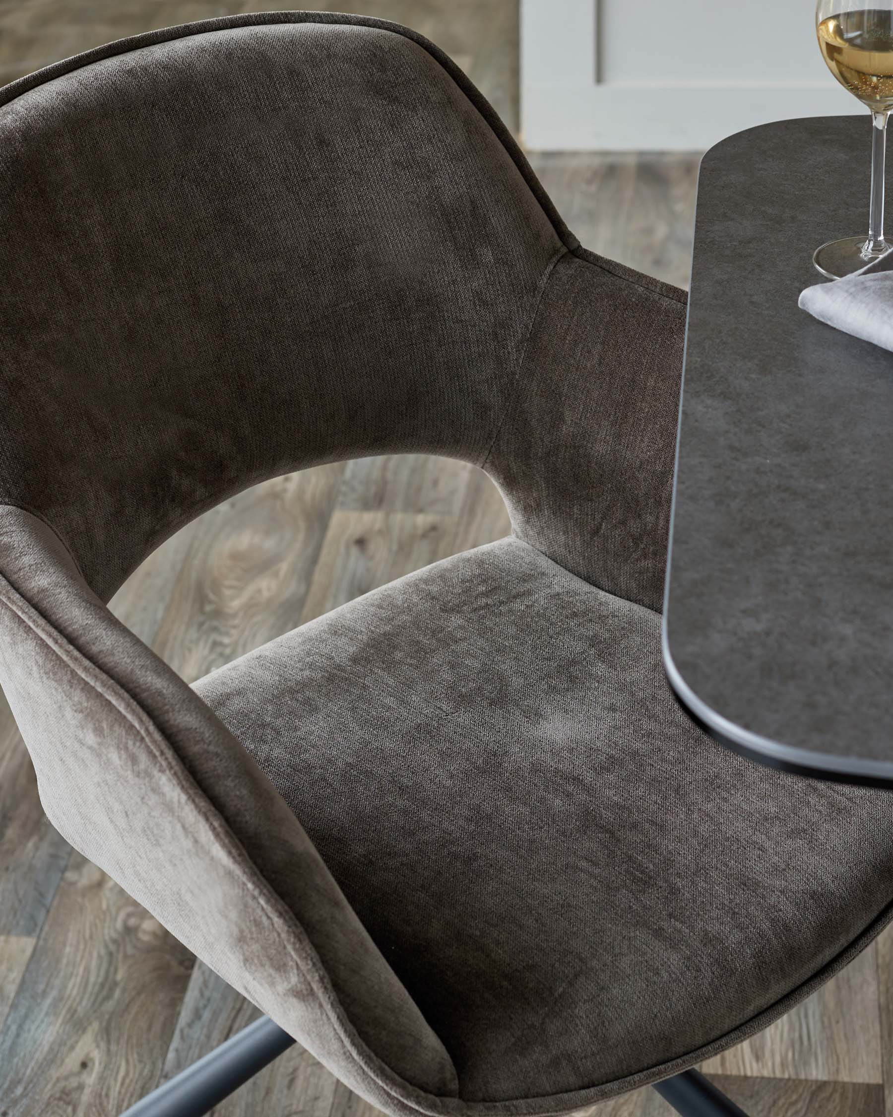 Marlow mocha fabric swivel dining chair - Image 3