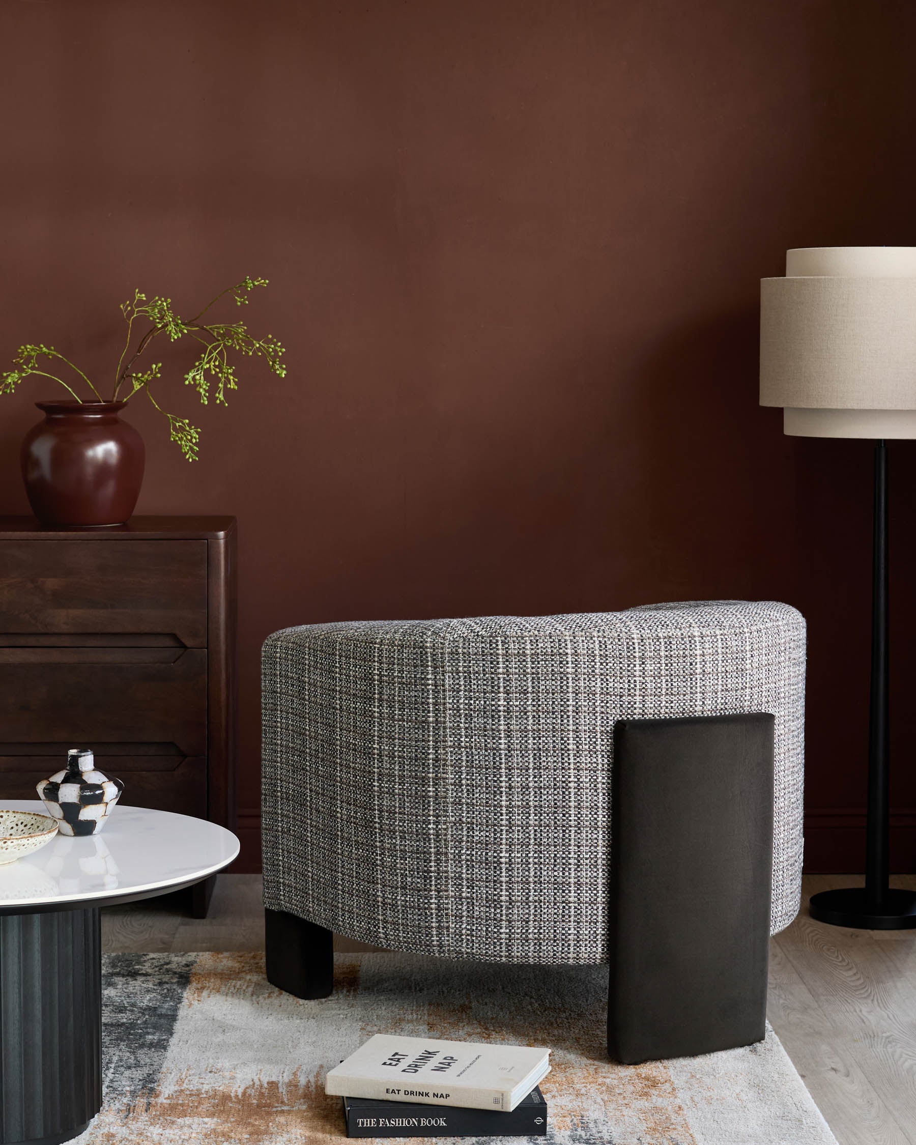 Miles dark chocolate mixed material occasional chair - Image 3