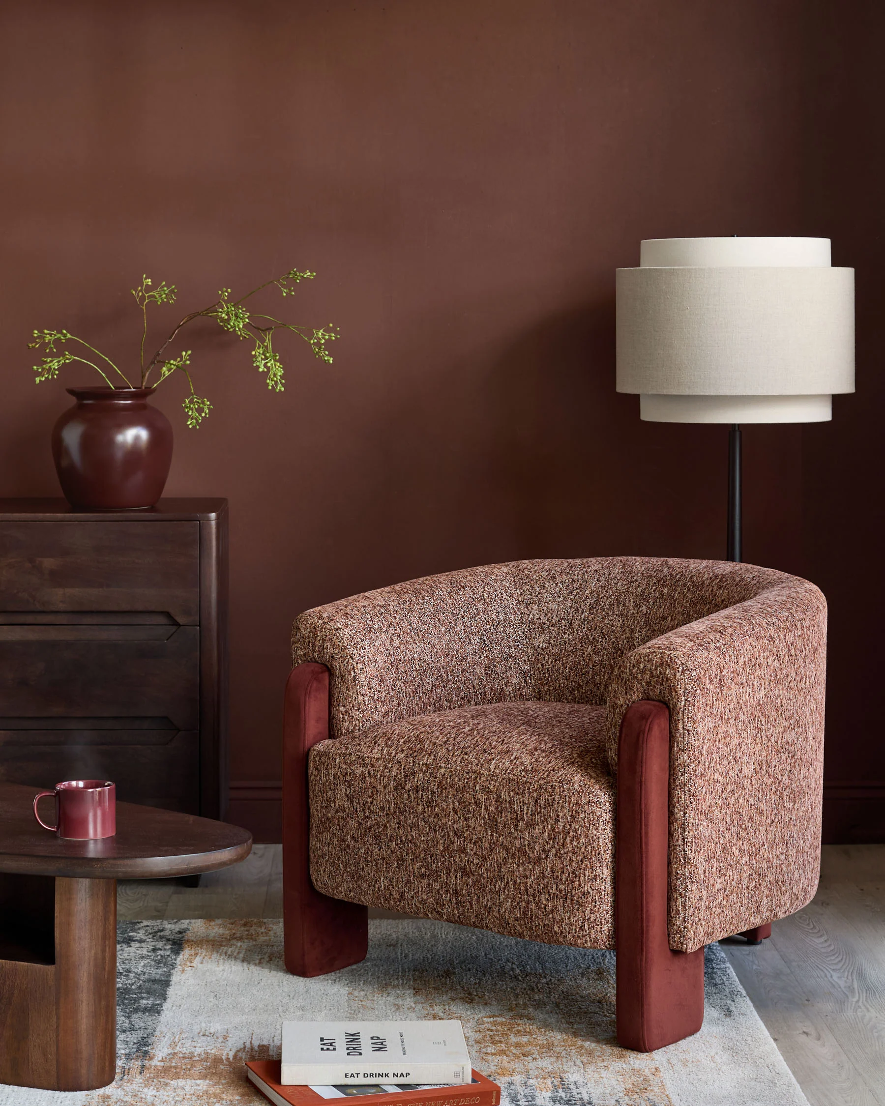 Miles toffee red mixed material occasional chair