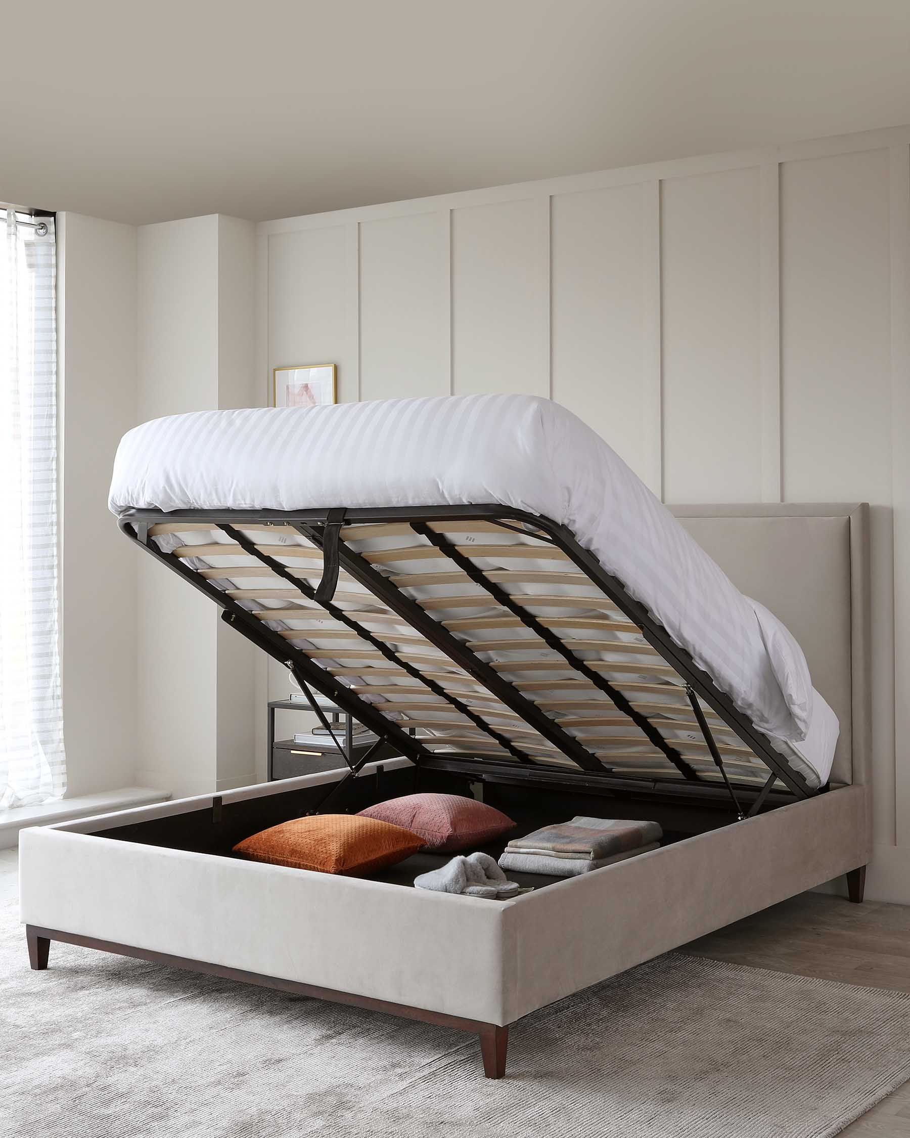 Monica Champagne Velvet Super King Size Ottoman Storage Bed - Image 2