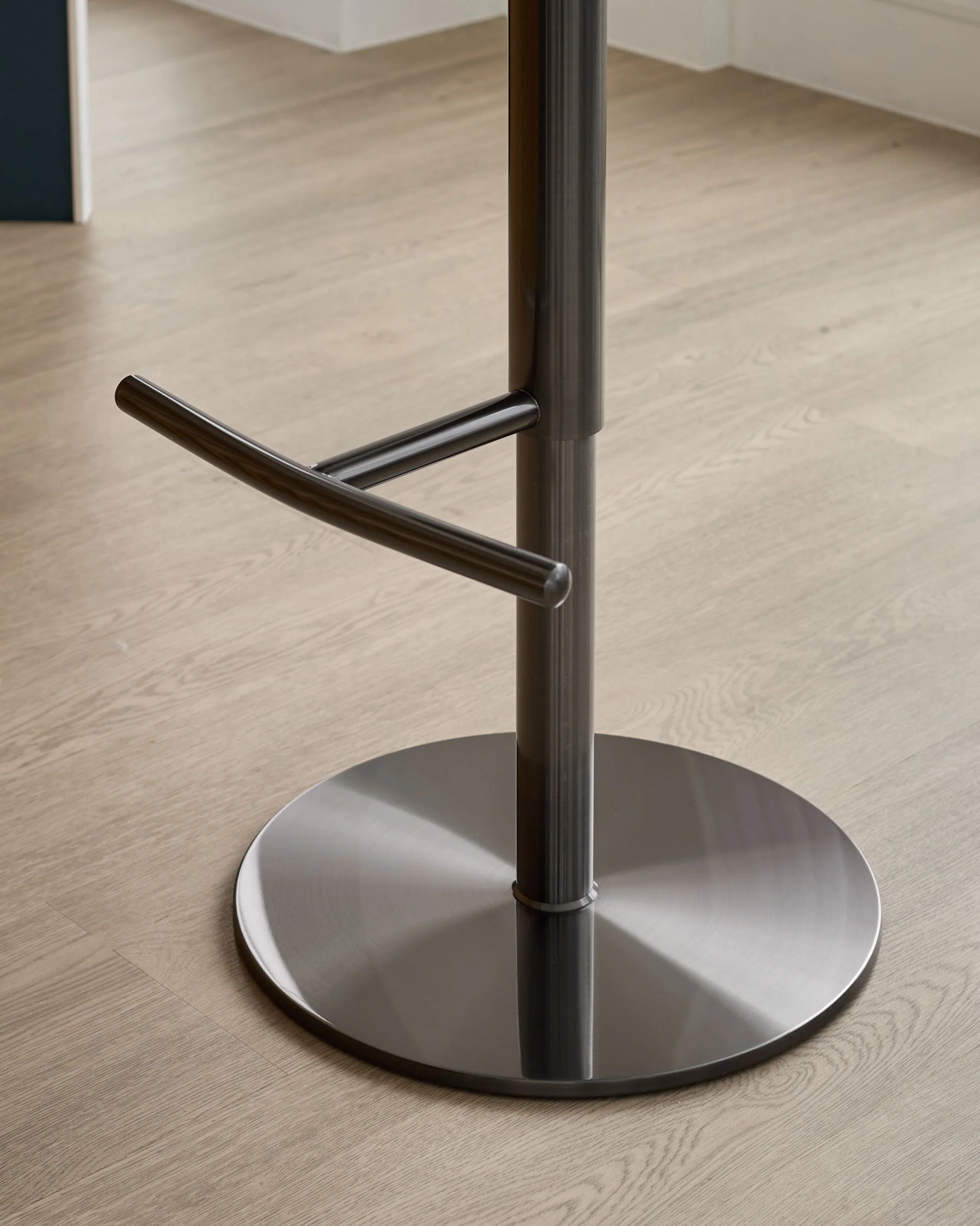 Myra grey fabric and black faux leather gas lift bar stool - Image 10