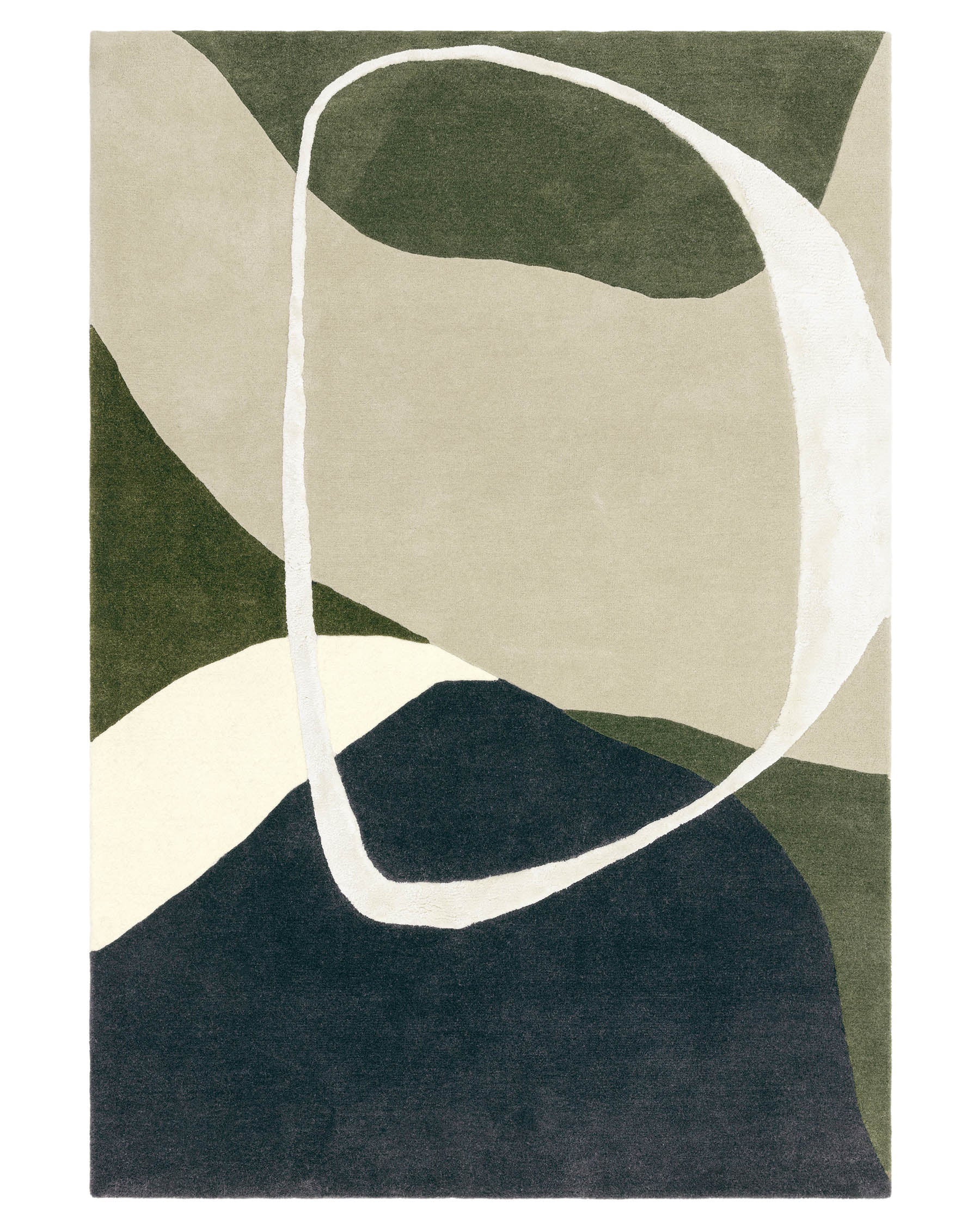 Neo olive and navy textured large rug