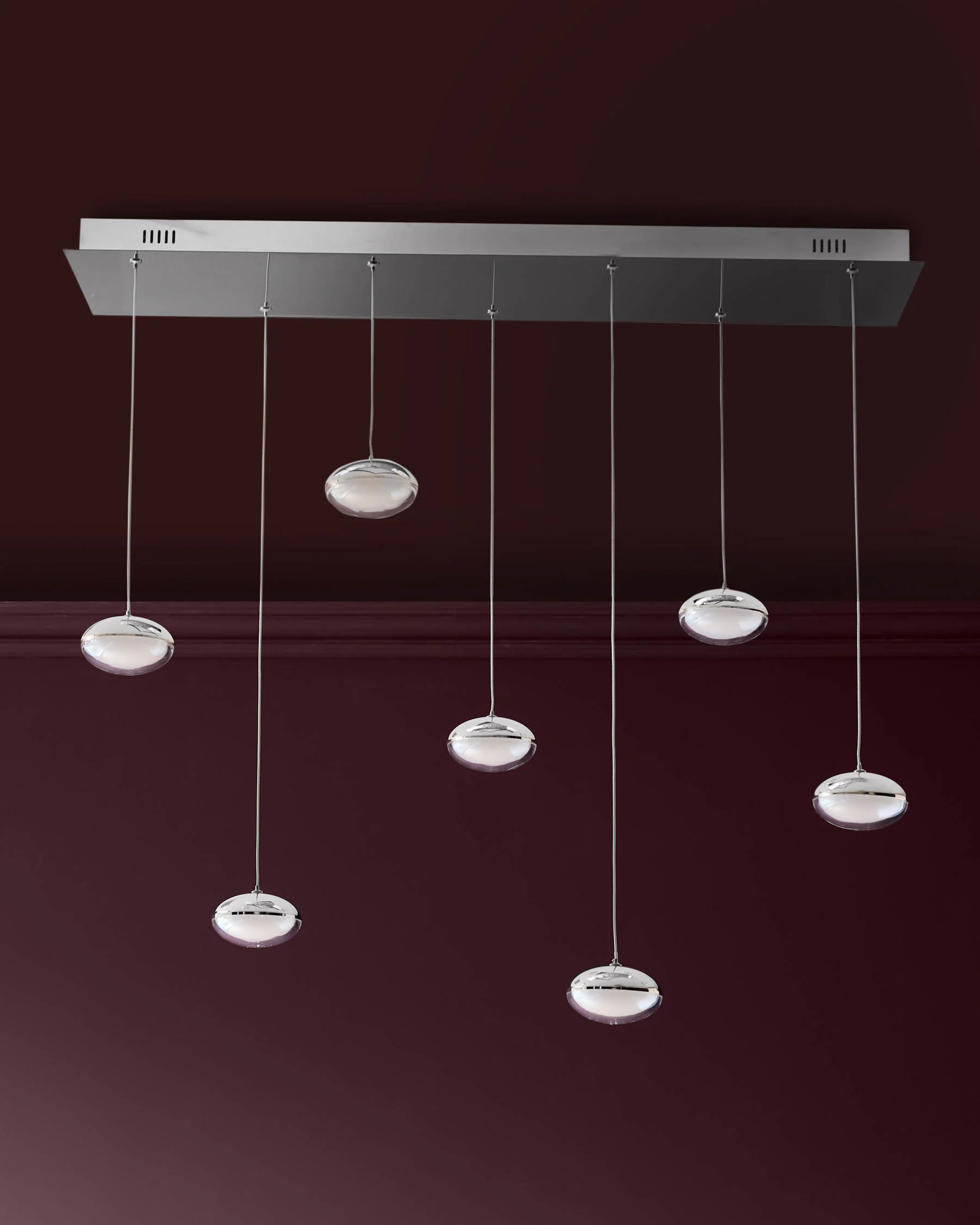 Nina silver chrome with clear glass LED adjustable 7 pendant light