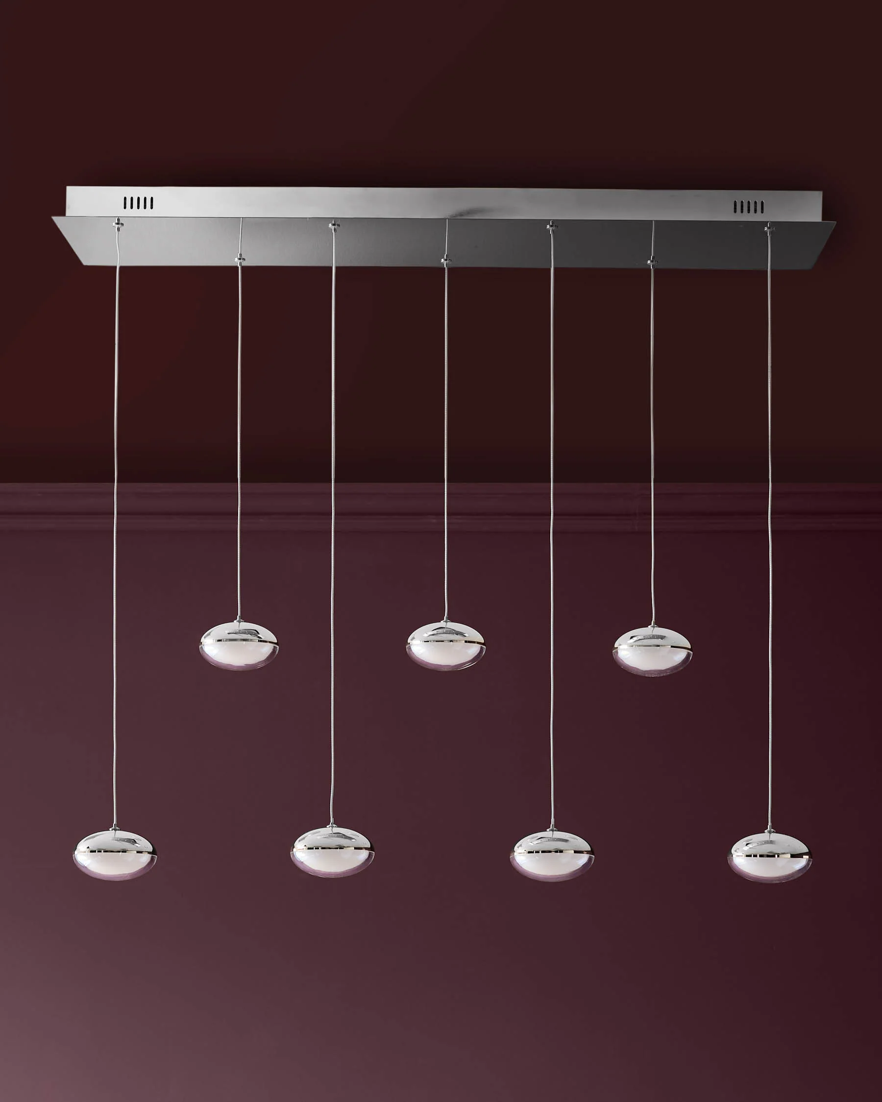 Nina silver chrome with clear glass LED adjustable 7 pendant light - Image 3