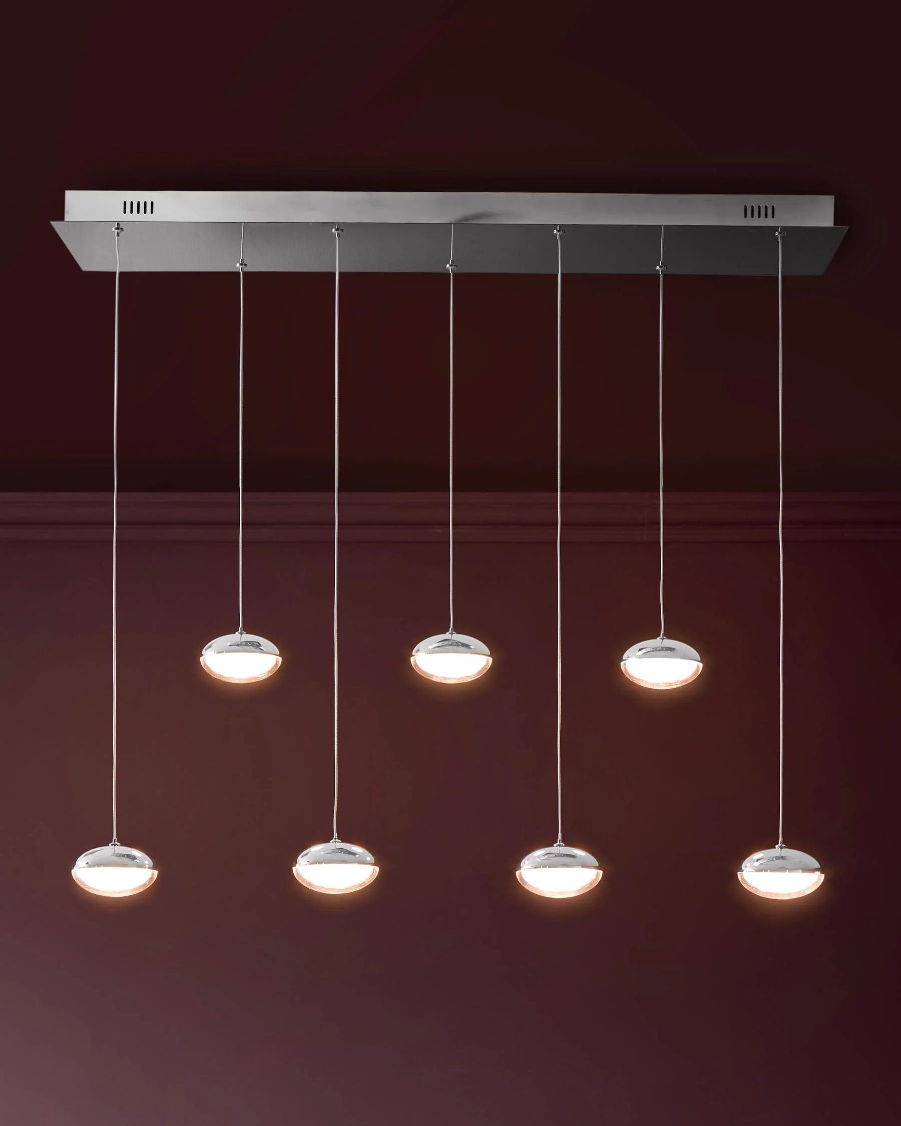 Nina silver chrome with clear glass LED adjustable 7 pendant light - Image 4