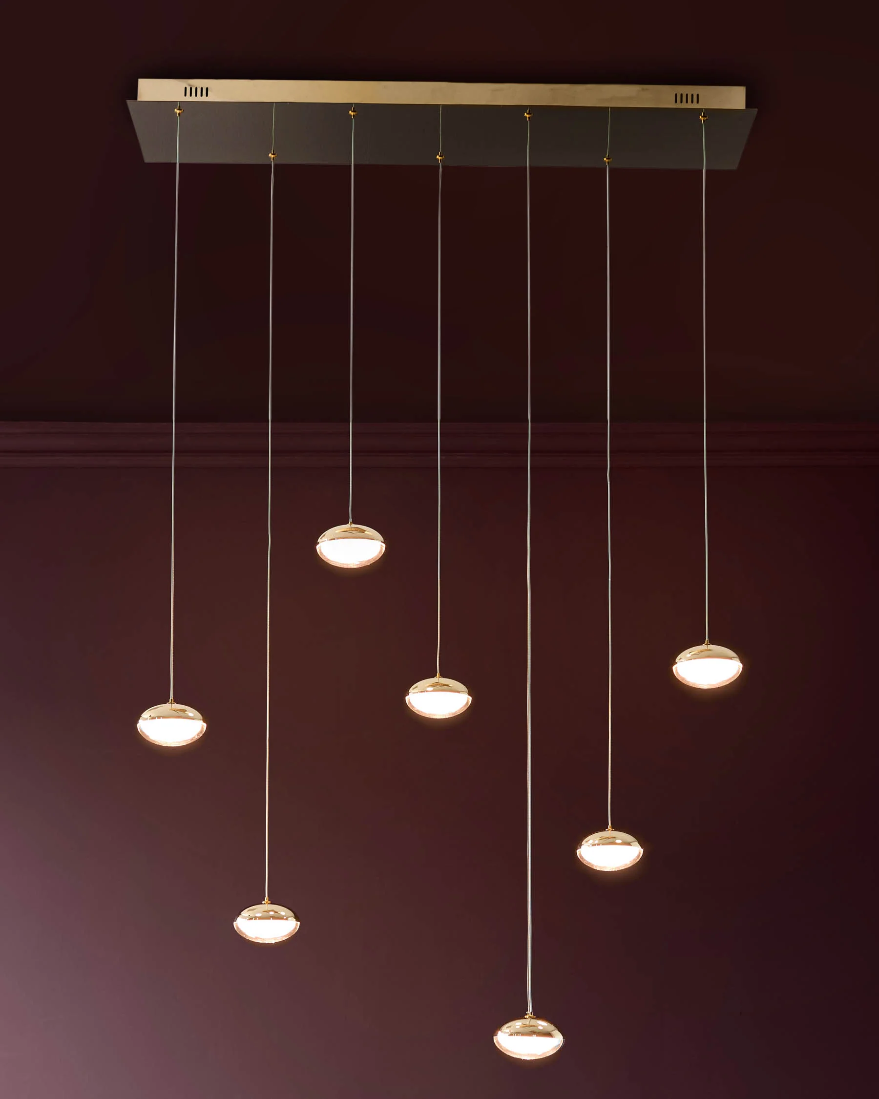 Nina soft gold with clear glass LED adjustable 7 pendant light - Image 11