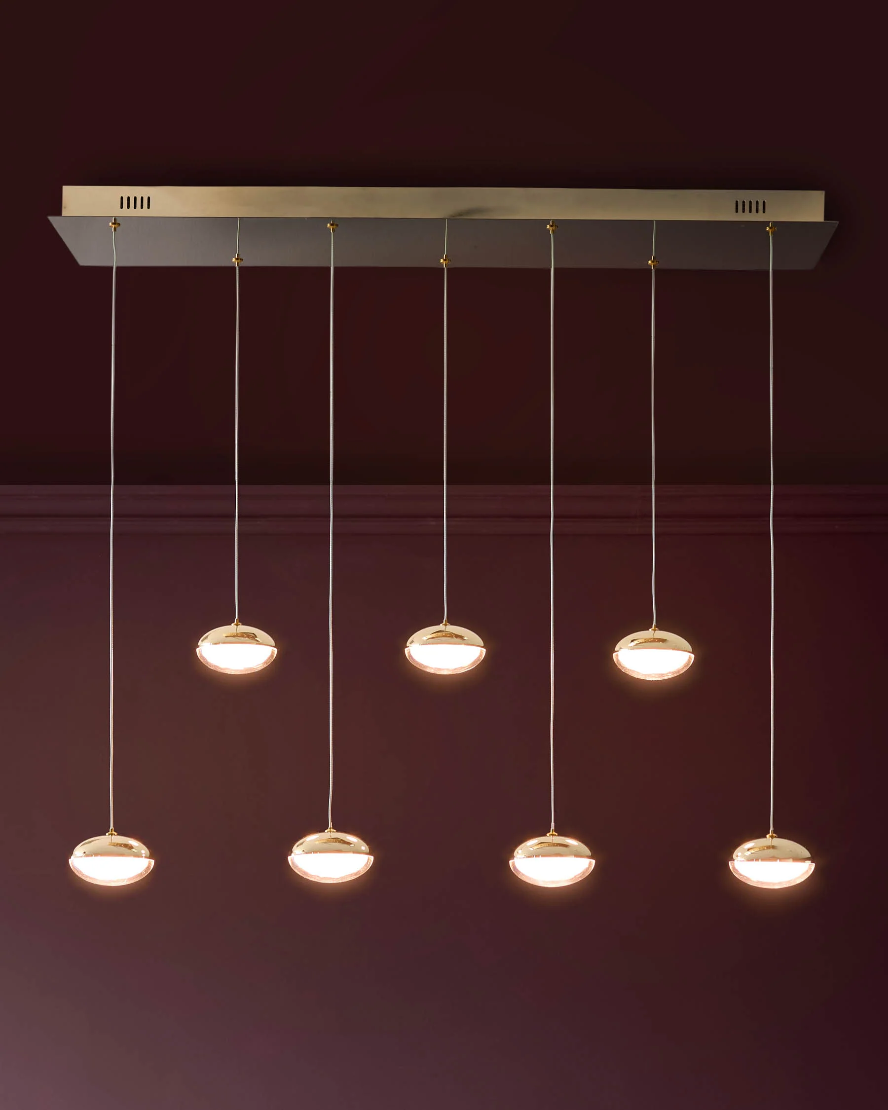 Nina soft gold with clear glass LED adjustable 7 pendant light - Image 4