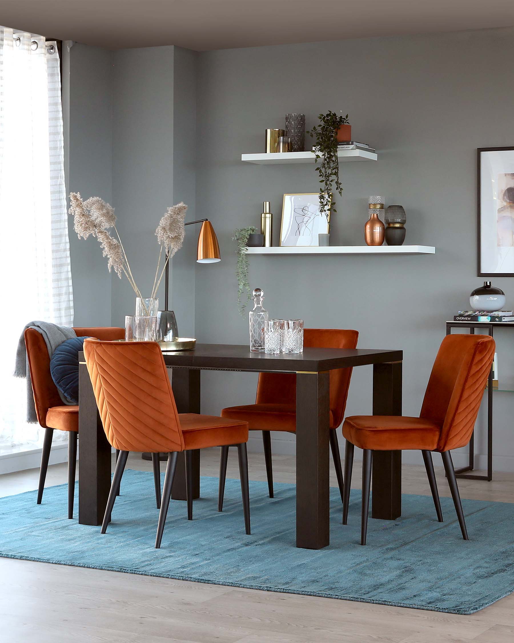 Nixon Dark Oak And Brass Extending 4 To 10 Seater Dining Table - Image 2