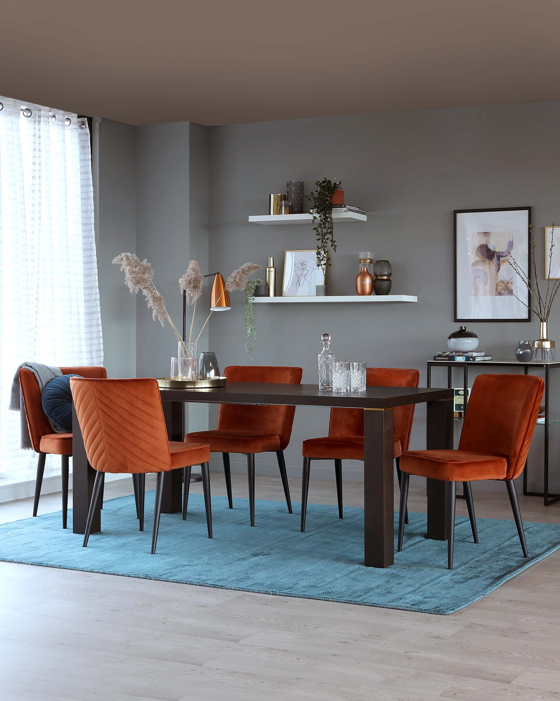 Nixon Dark Oak And Brass Extending 4 To 10 Seater Dining Table - Image 3