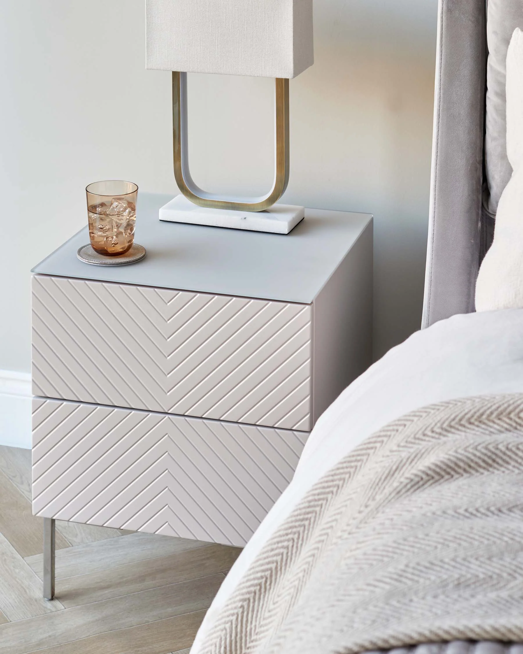 Noah stone 2 drawer bedside table - Image 2