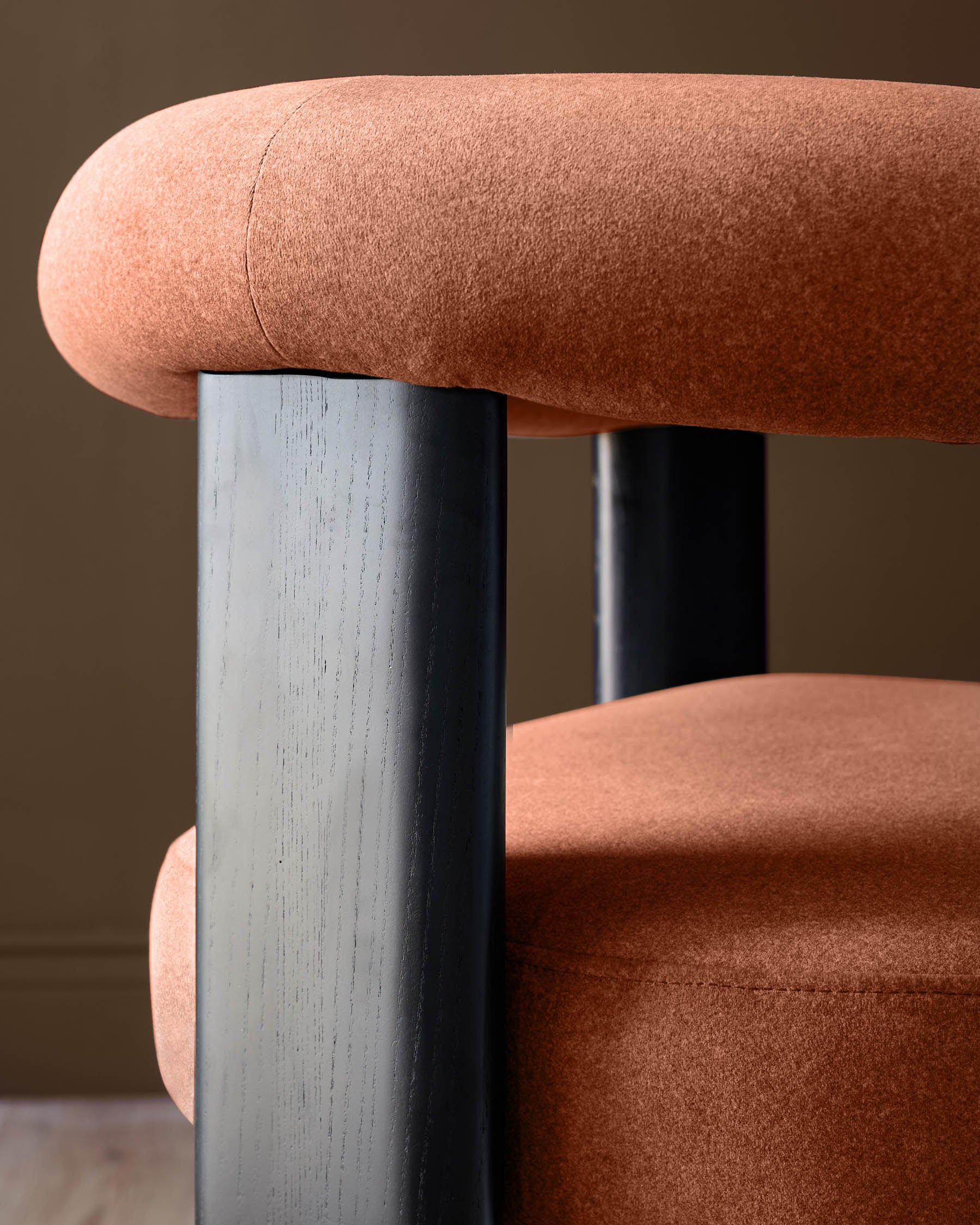 Orion toffee red plush fabric dining chair - Image 4