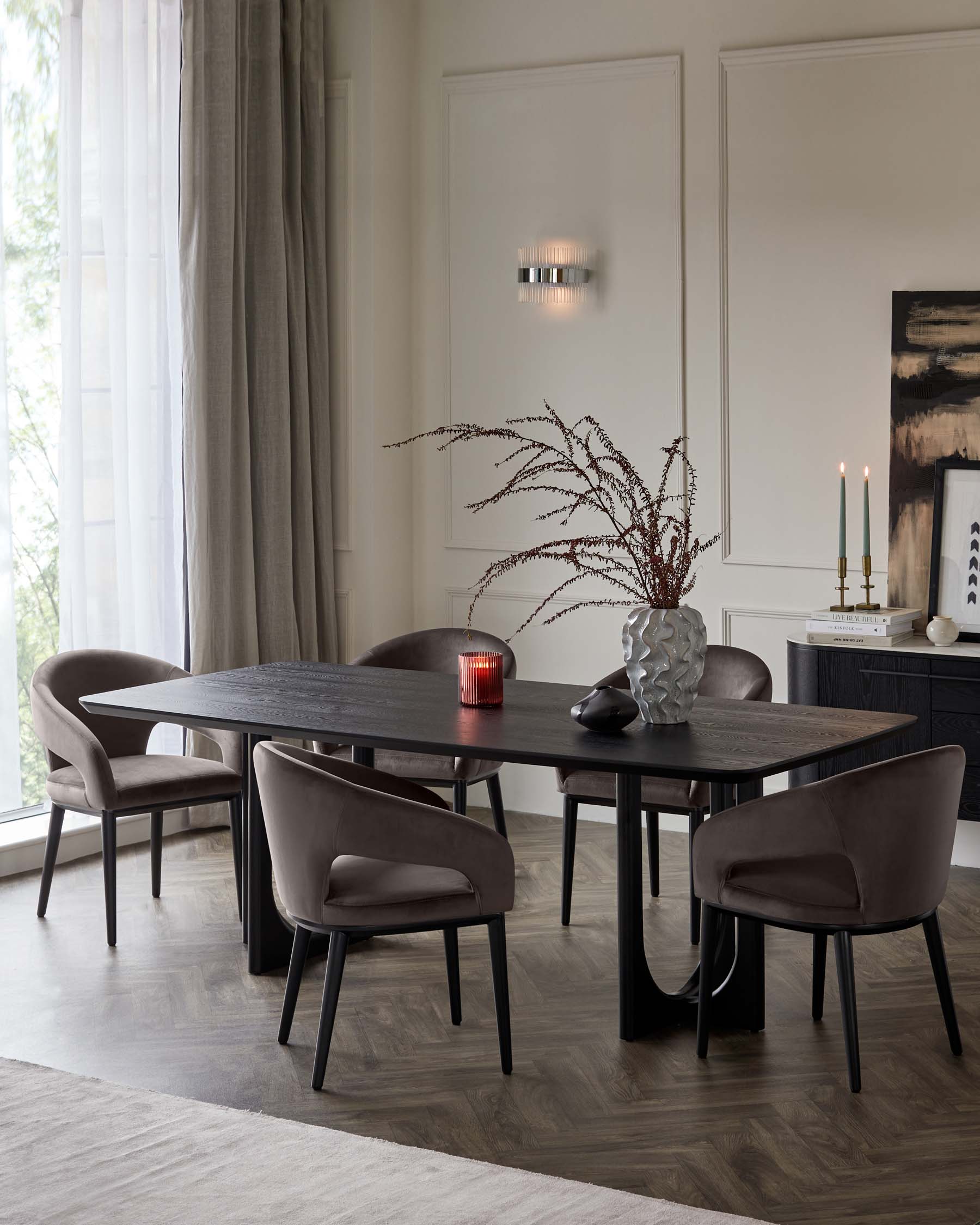 Orlan 8 Seater Fixed Dining Table Black Ash - Image 8
