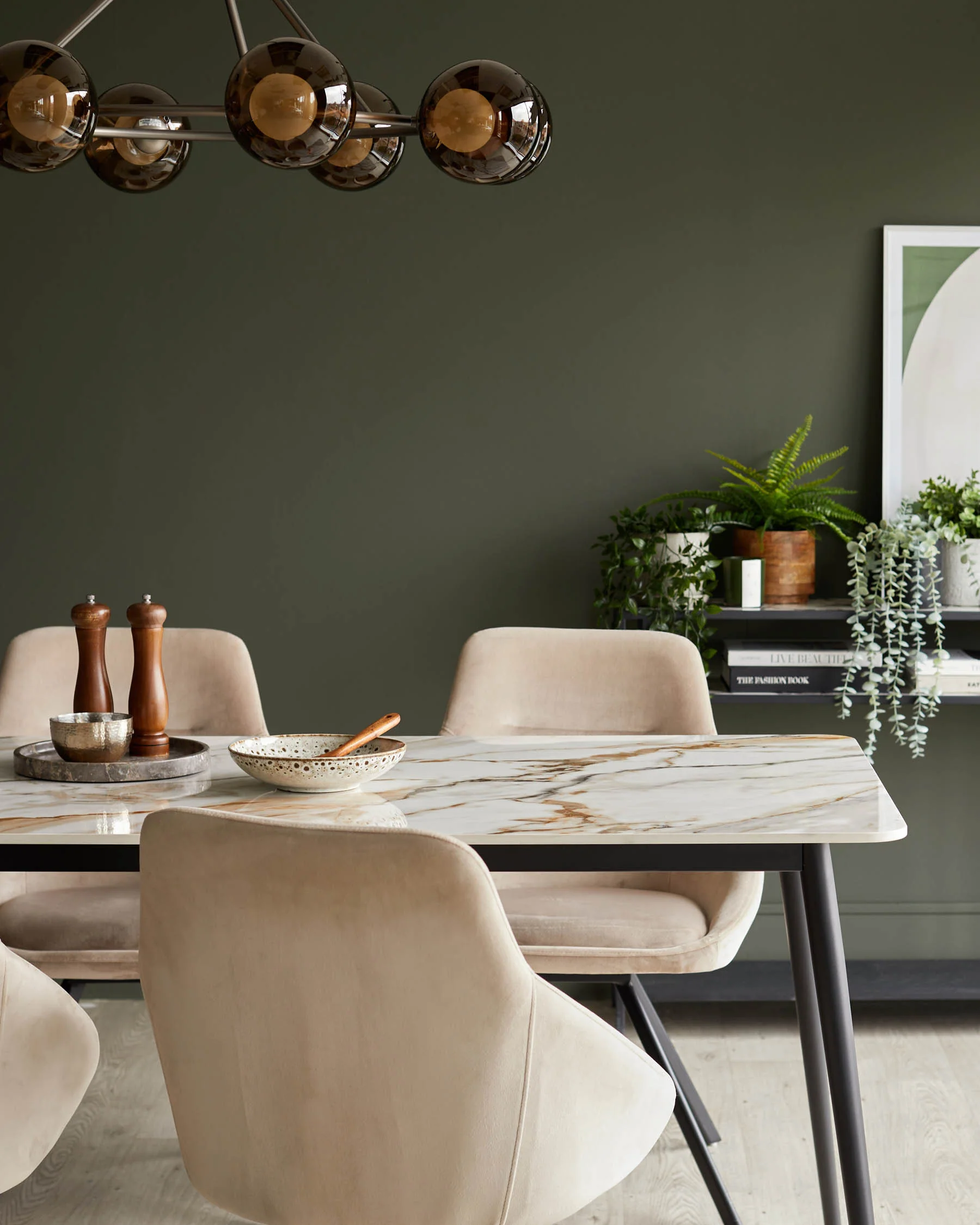 Oslo natural ceramic 6 seater table and 6 Cleo dining chairs set - Image 4