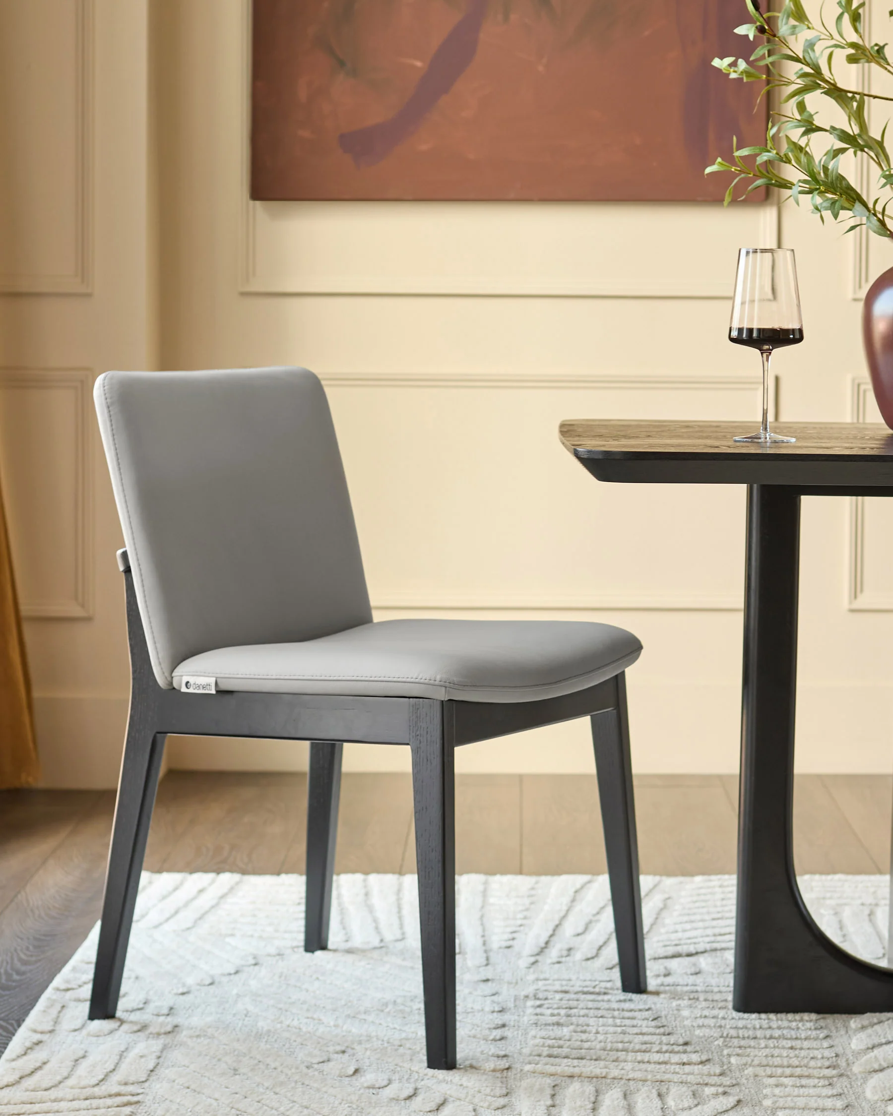 Otis light grey leather dining chair