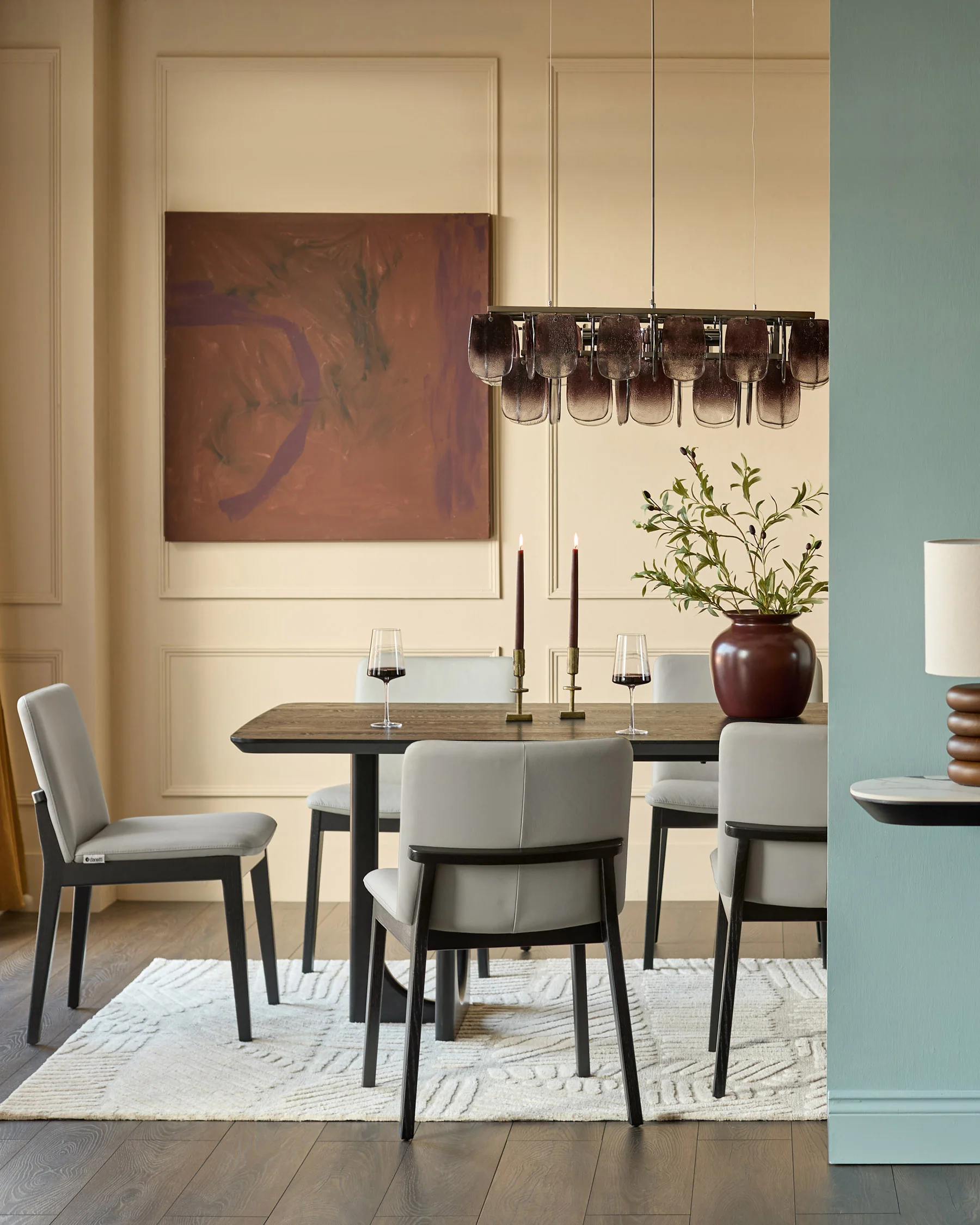 Otis light grey leather dining chair - Image 2