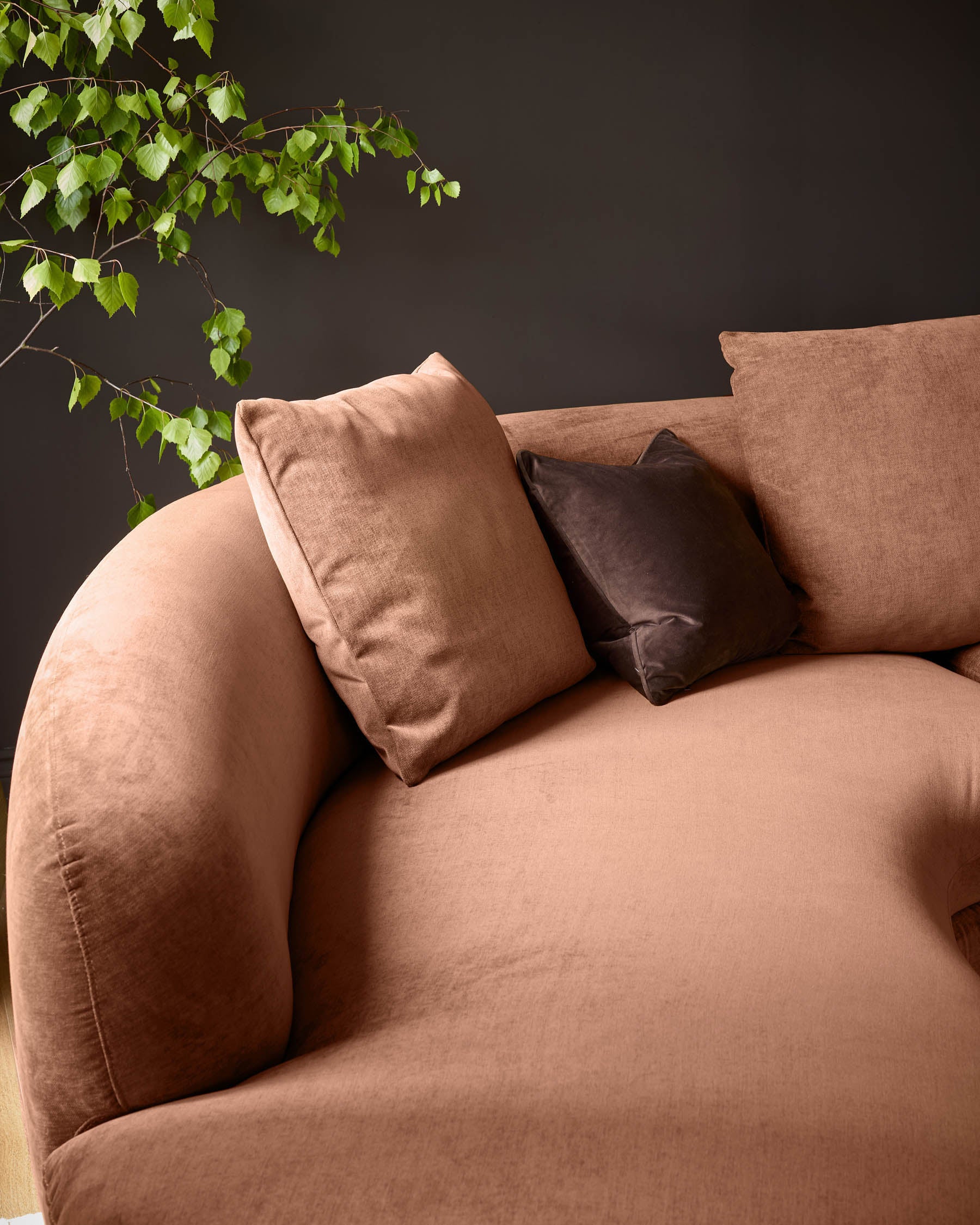 Ottilie apricot chenille left hand corner chaise sofa - Image 10