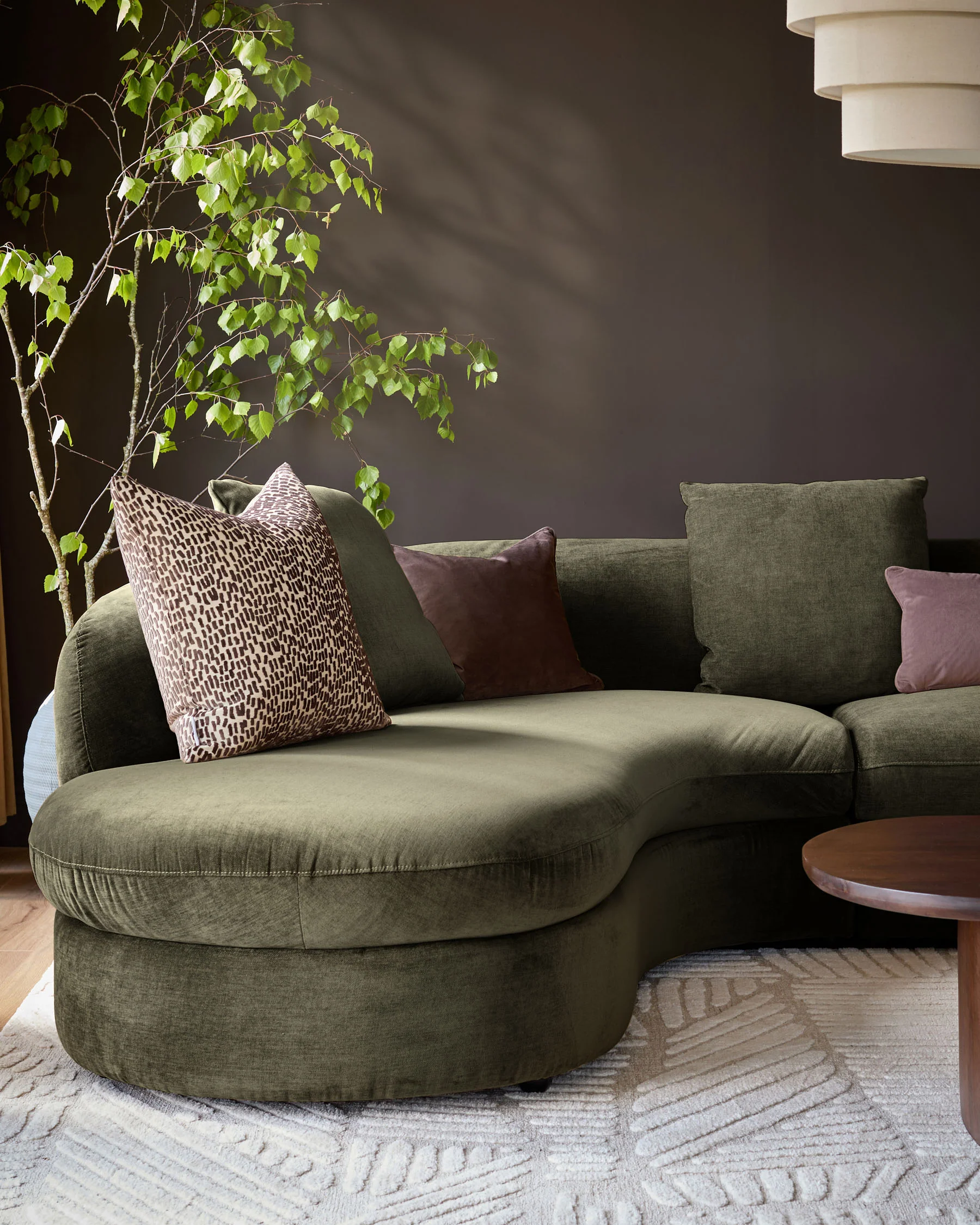 Ottilie olive green chenille left hand corner chaise sofa - Image 5