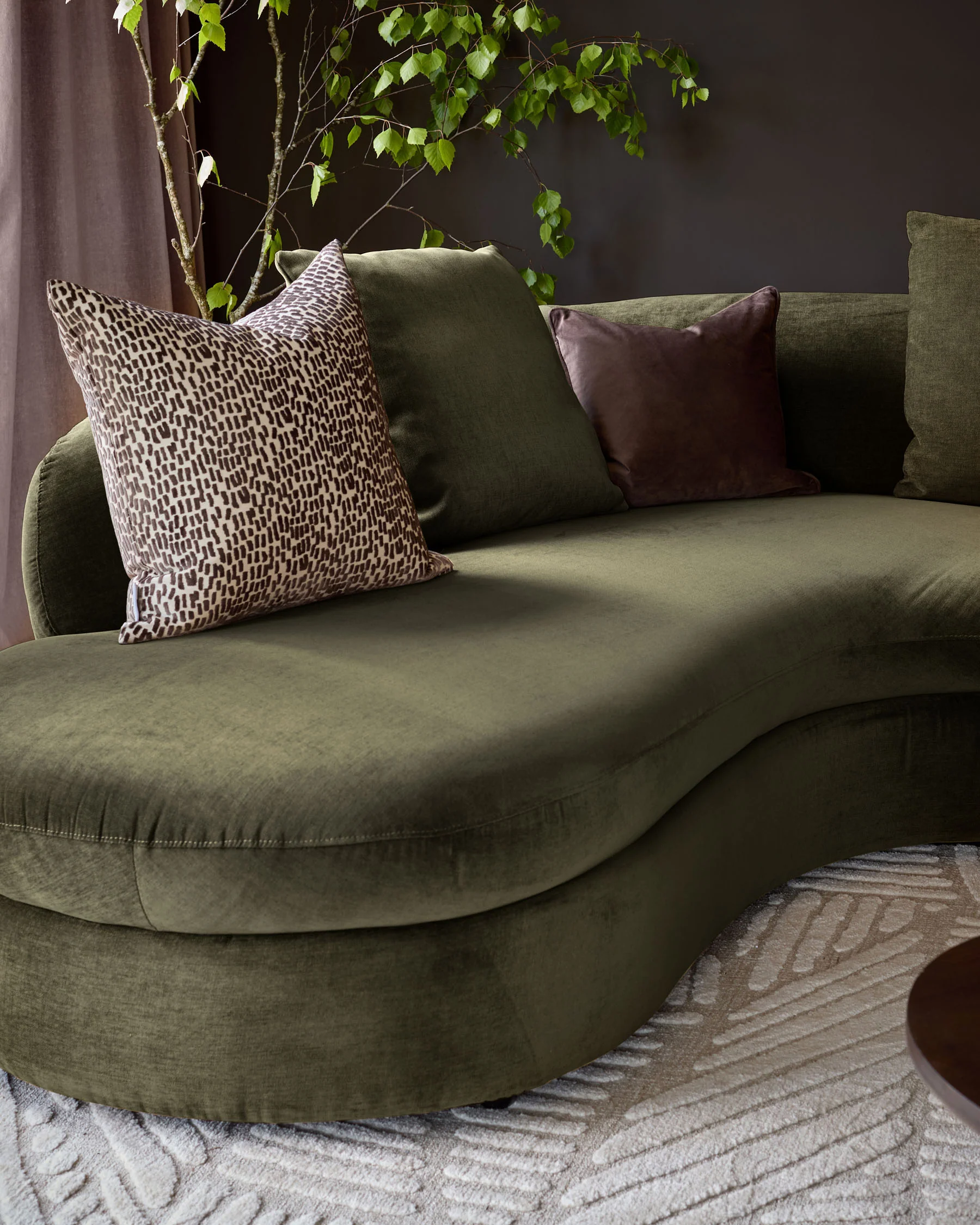 Ottilie olive green chenille left hand corner chaise sofa - Image 7