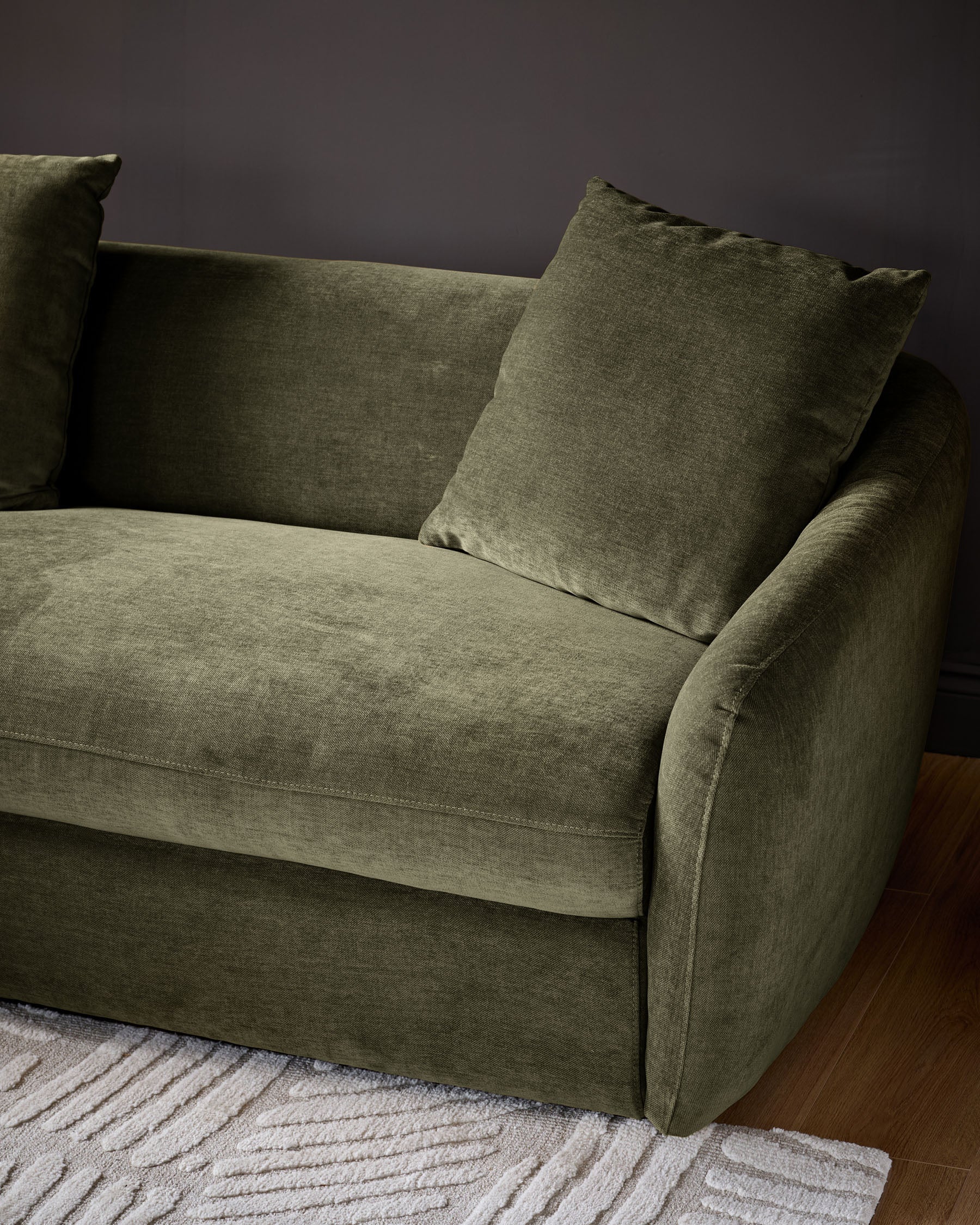 Ottilie olive green chenille left hand corner chaise sofa - Image 9