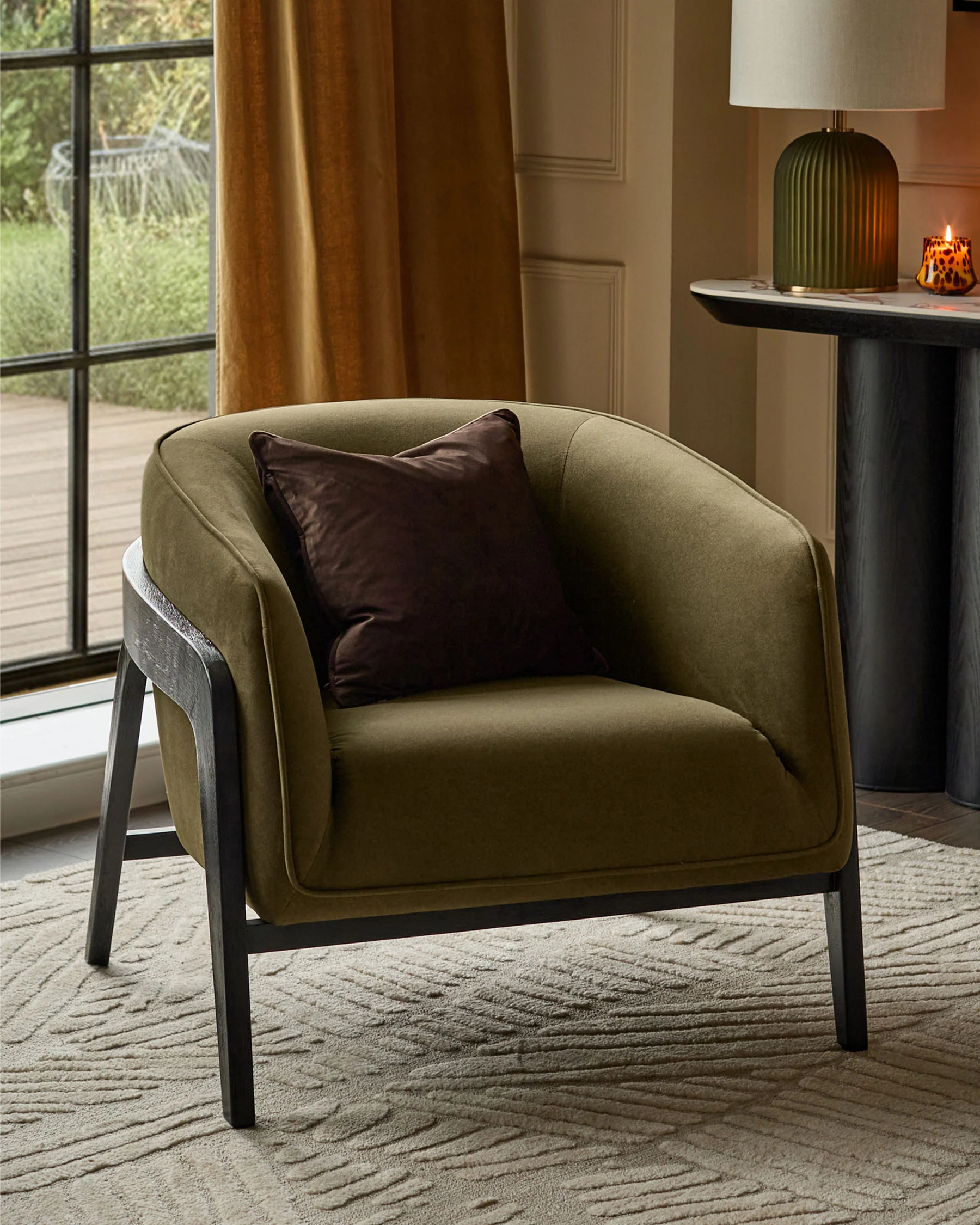 Palmer pistachio green plush fabric occasional chair - Image 2