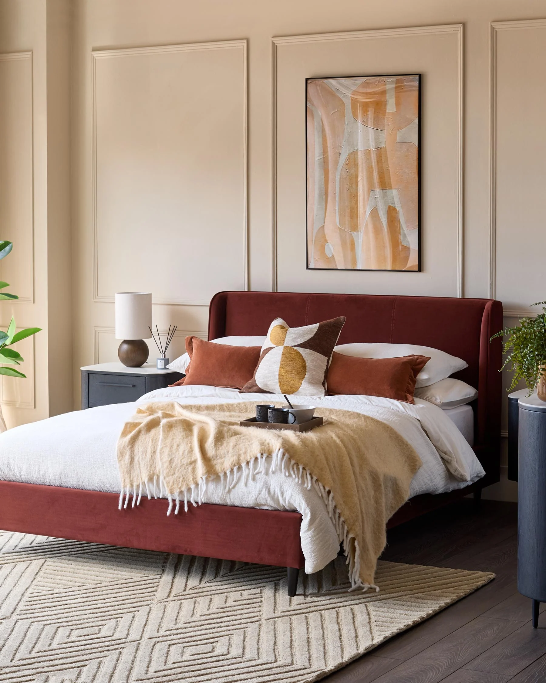 Paolo toffee red velvet double bed - Image 4