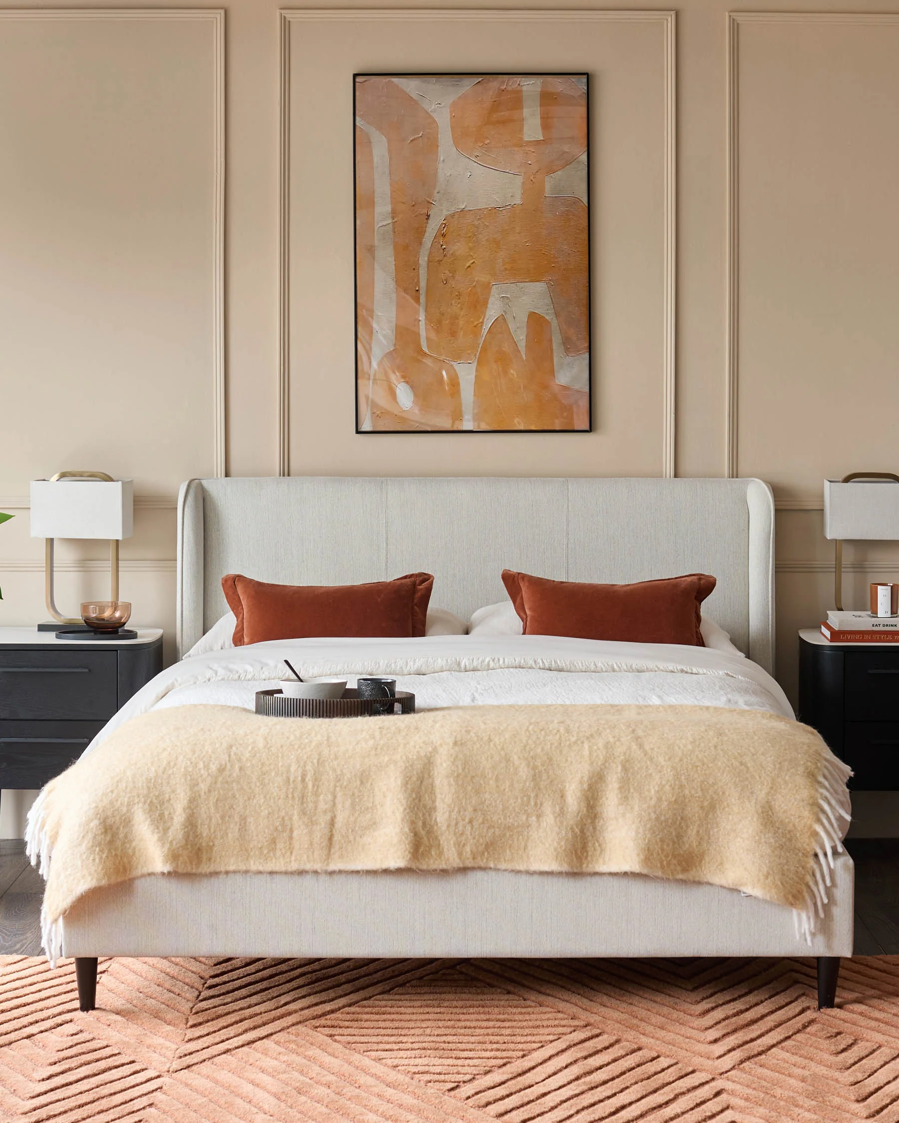 Paolo ivory dual tone fabric super king bed - Image 2