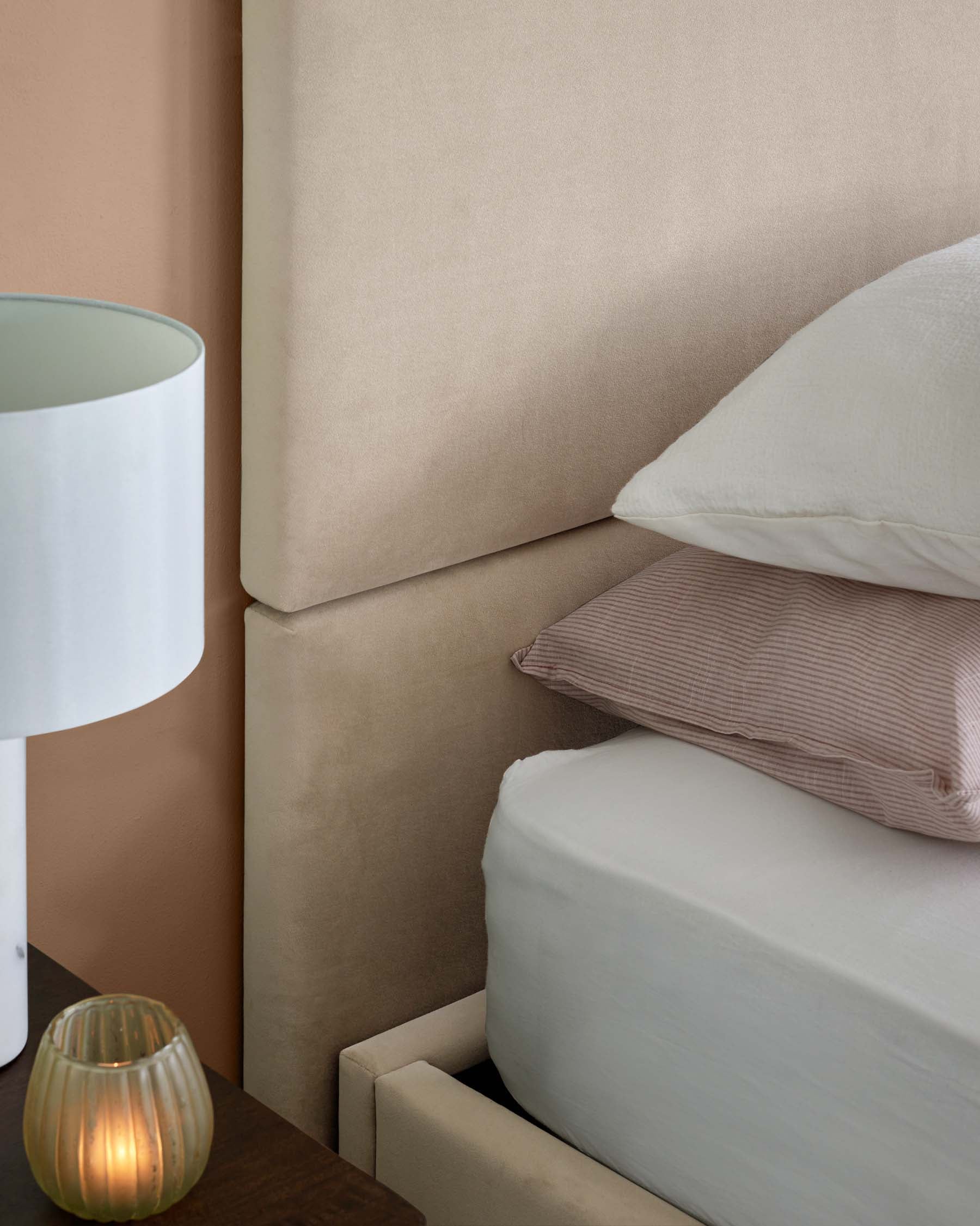 Penelope champagne velvet small panel headboard - Image 4