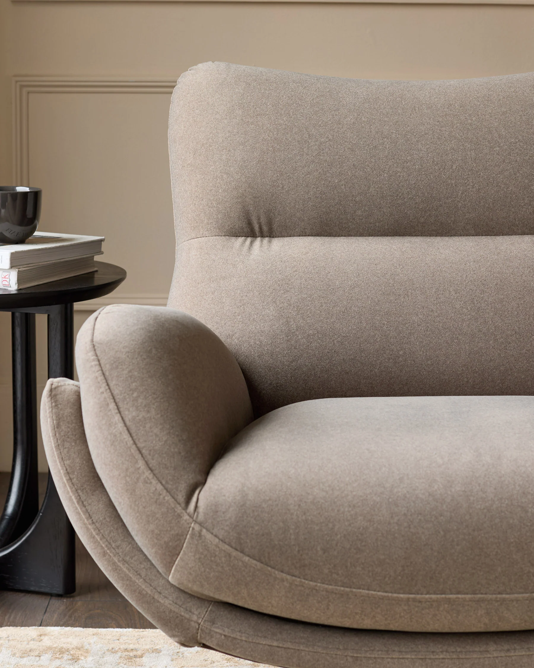 Piper mocha plush fabric occasional chair with footstool - Image 4