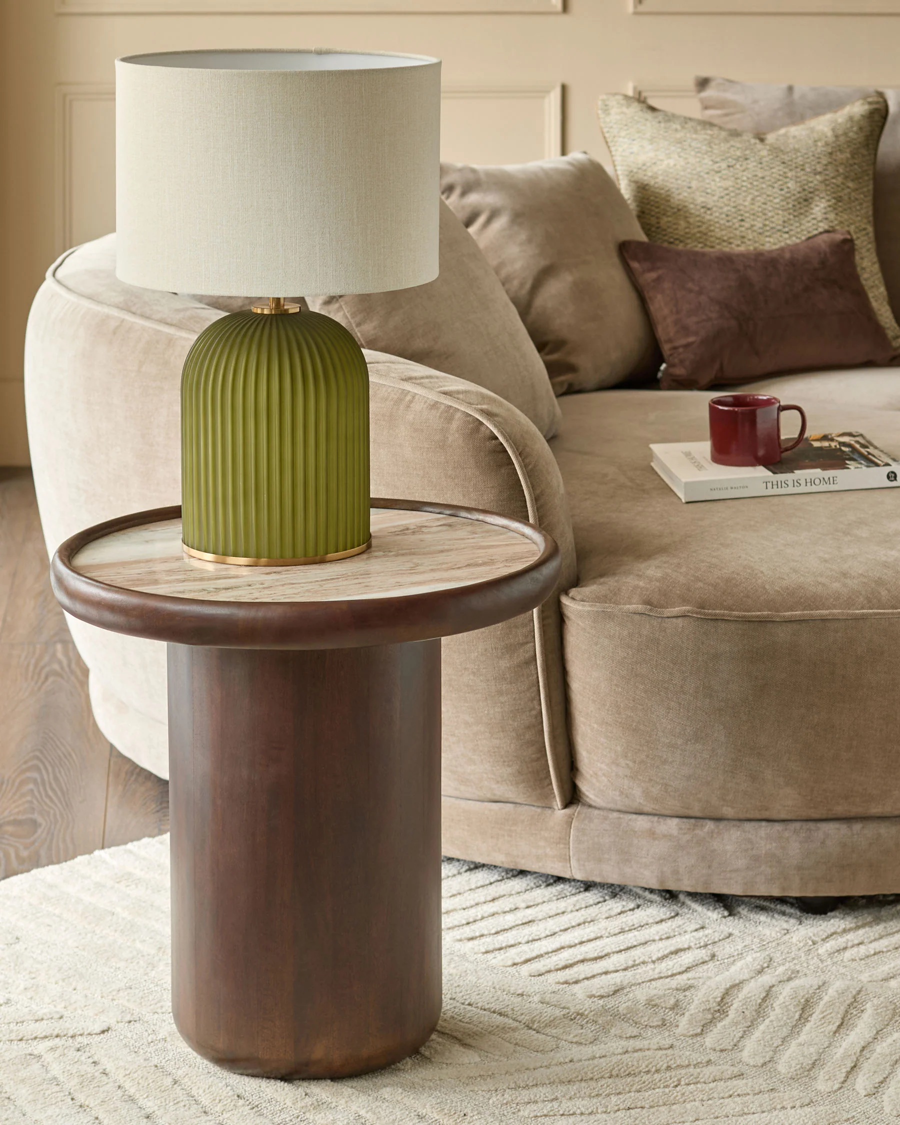 Rayna toronto marble dark wood side table - Image 2