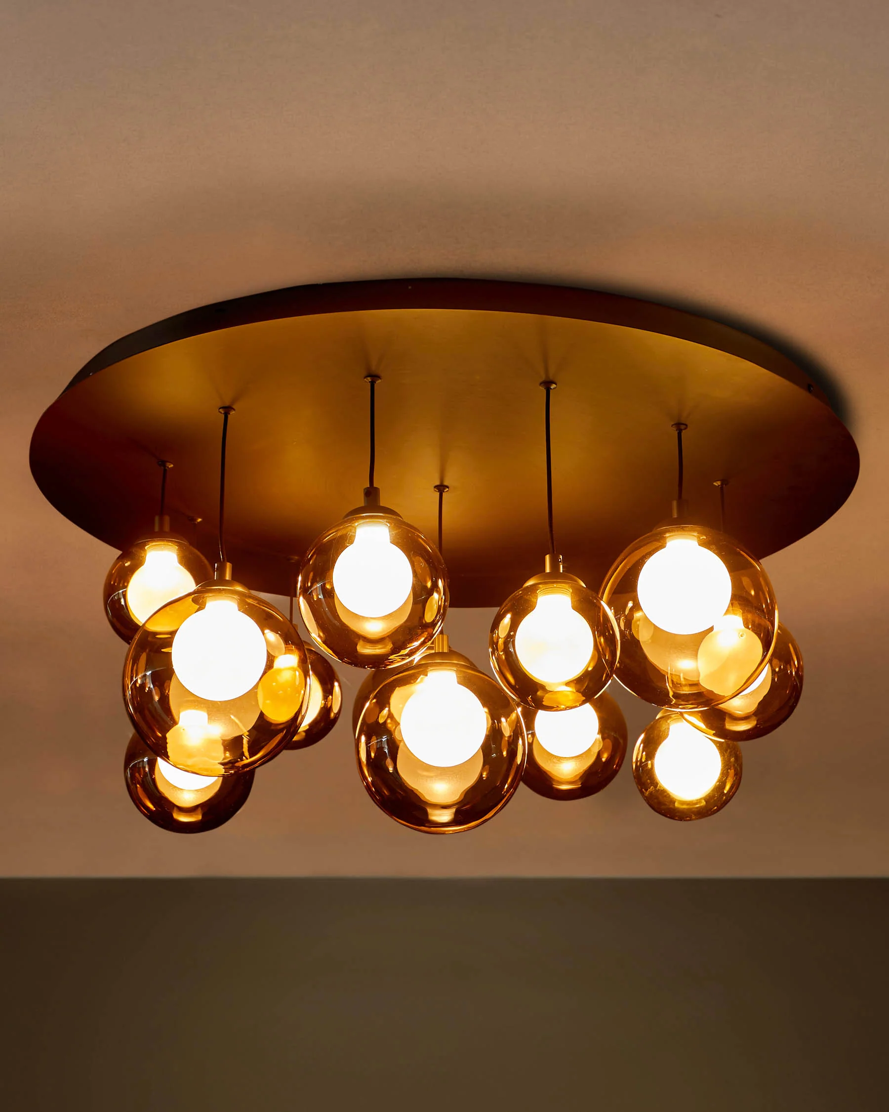Riley mocha glass 12 LED light adjustable drop pendant - Image 5