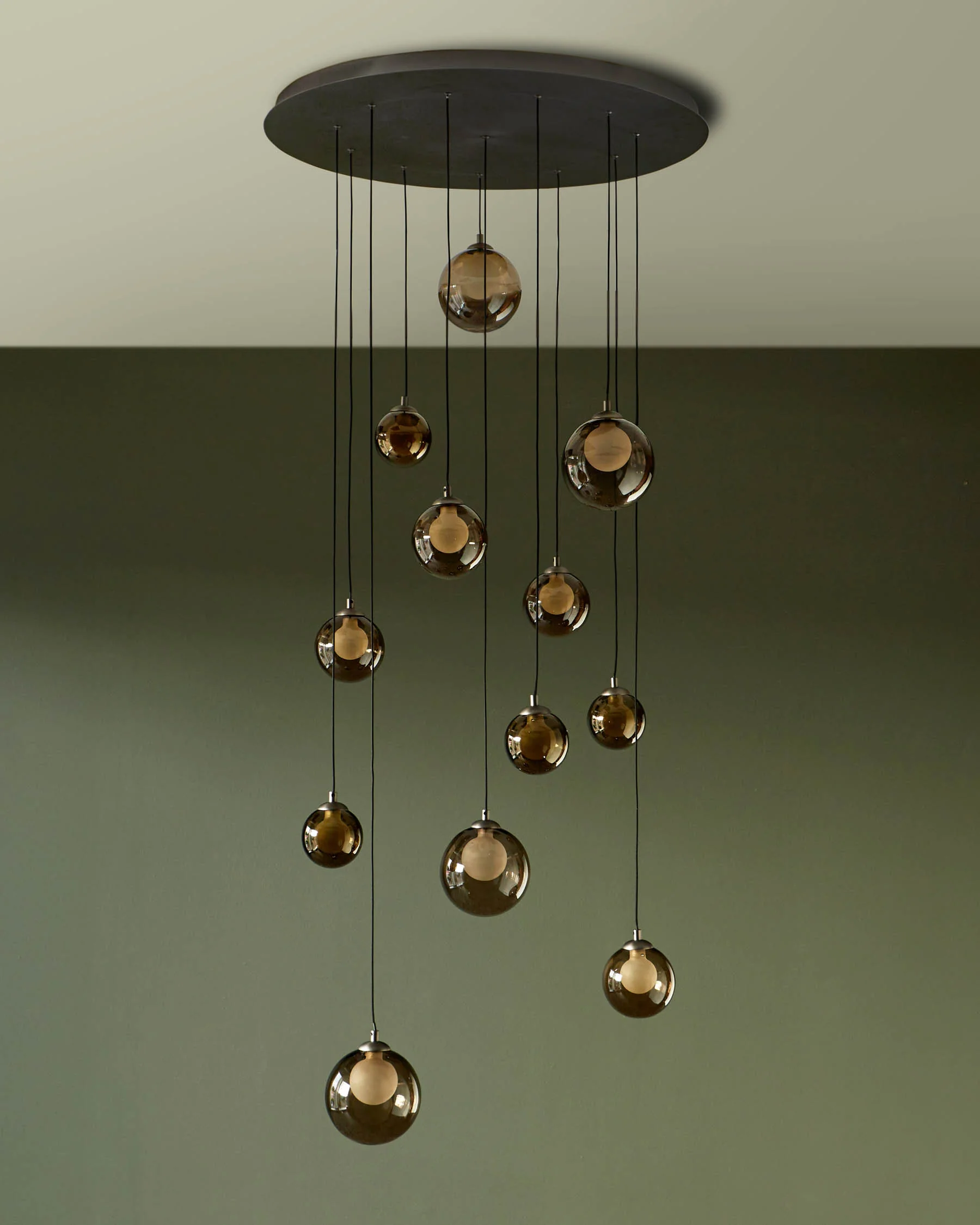 Riley mocha glass 12 LED light adjustable drop pendant - Image 6