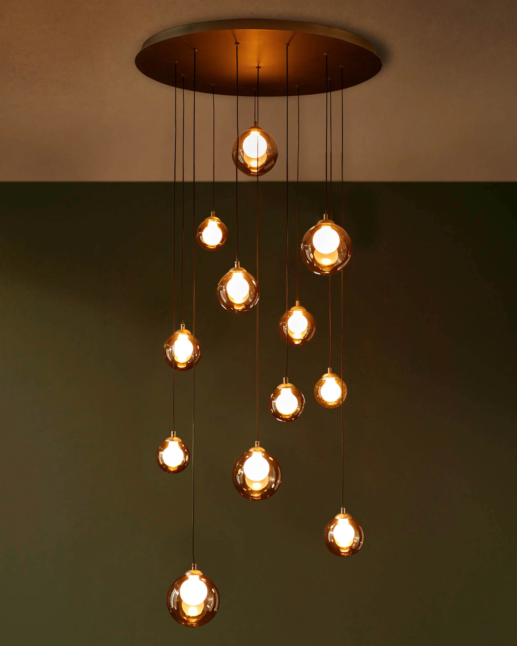 Riley mocha glass 12 LED light adjustable drop pendant - Image 7