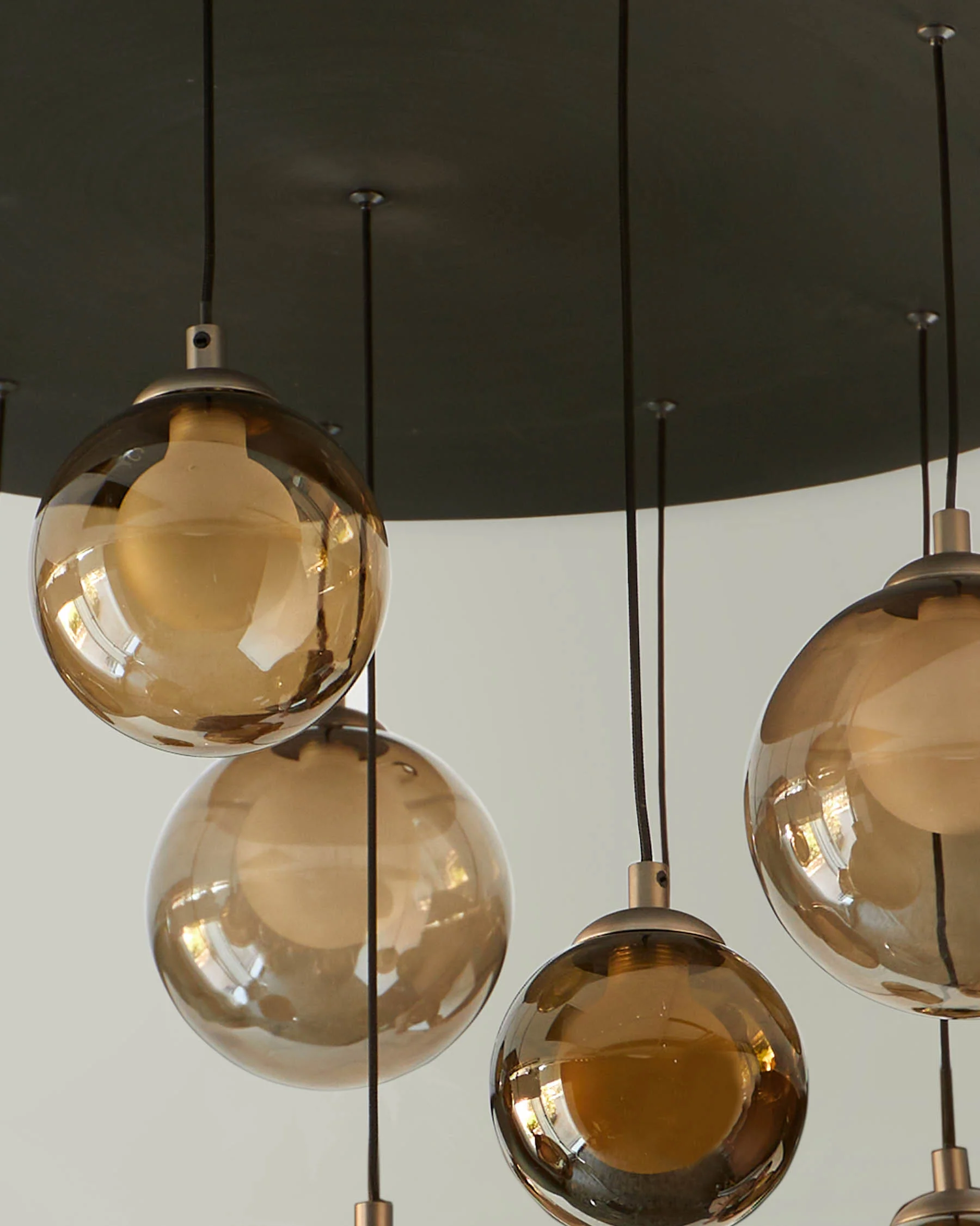 Riley mocha glass 12 LED light adjustable drop pendant - Image 9