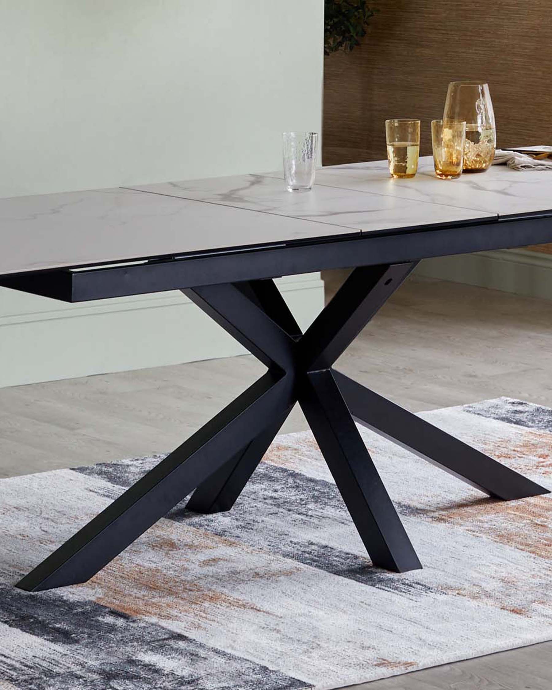 Riley White Marbled Ceramic Extending 8 to 10 Seater Dining Table - Image 6