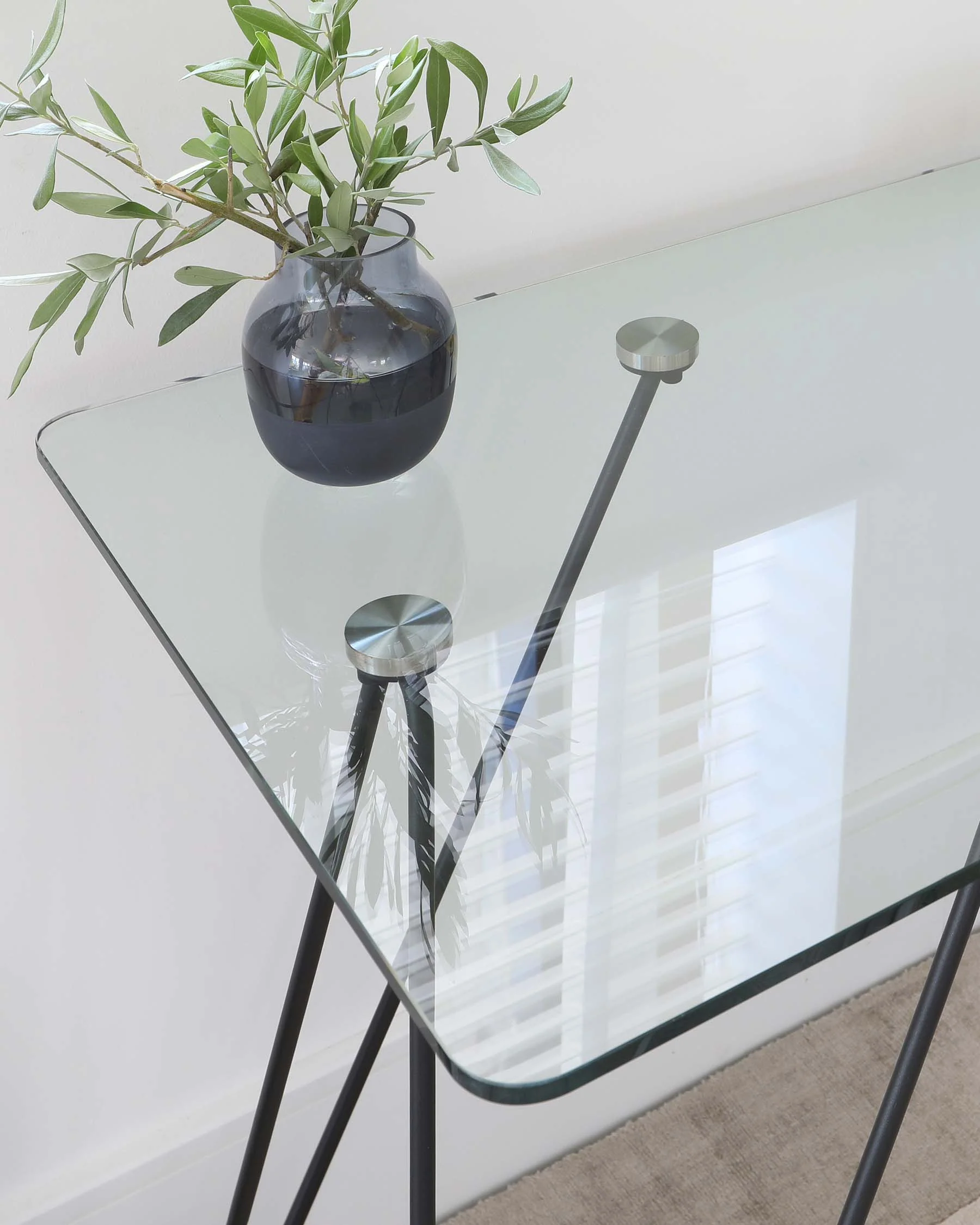 Ripple Glass And Matt Black Desk - Image 4
